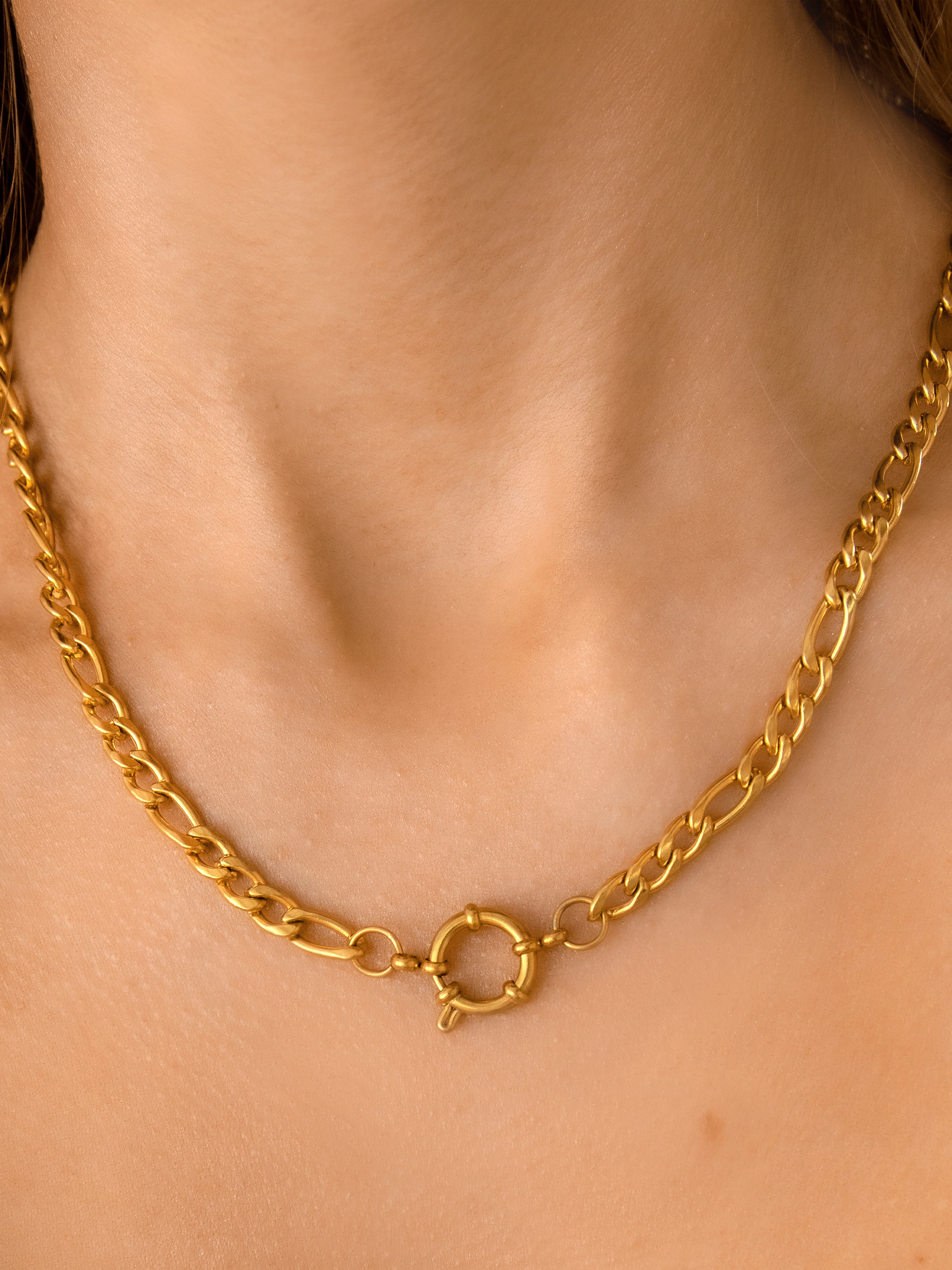Gold Figaro Chain Necklace For Charms