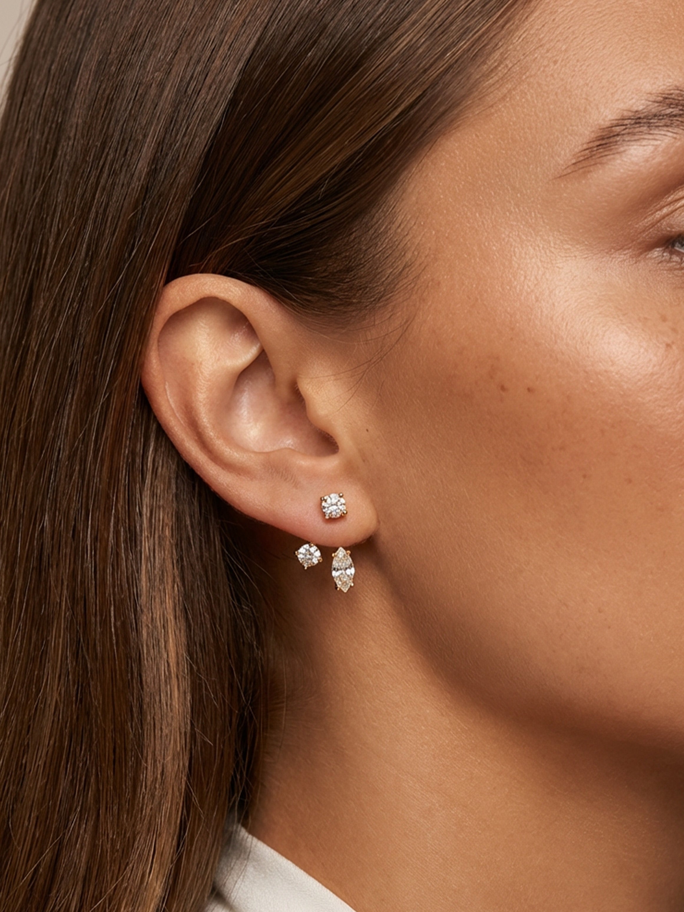 Convertible Moissanite Ear Jacket Stud Earrings