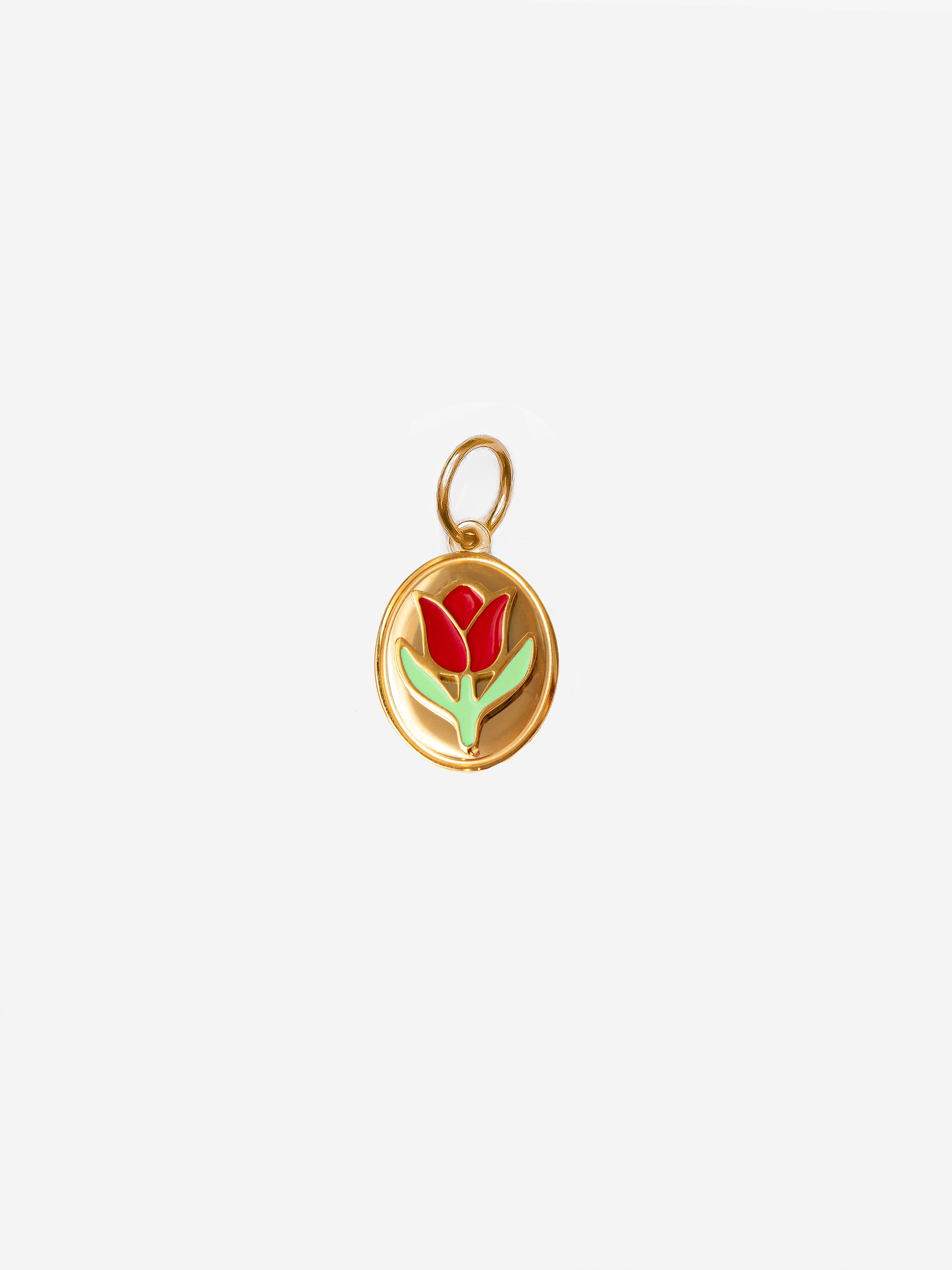 Enamel Rose Coin Charm (Big)