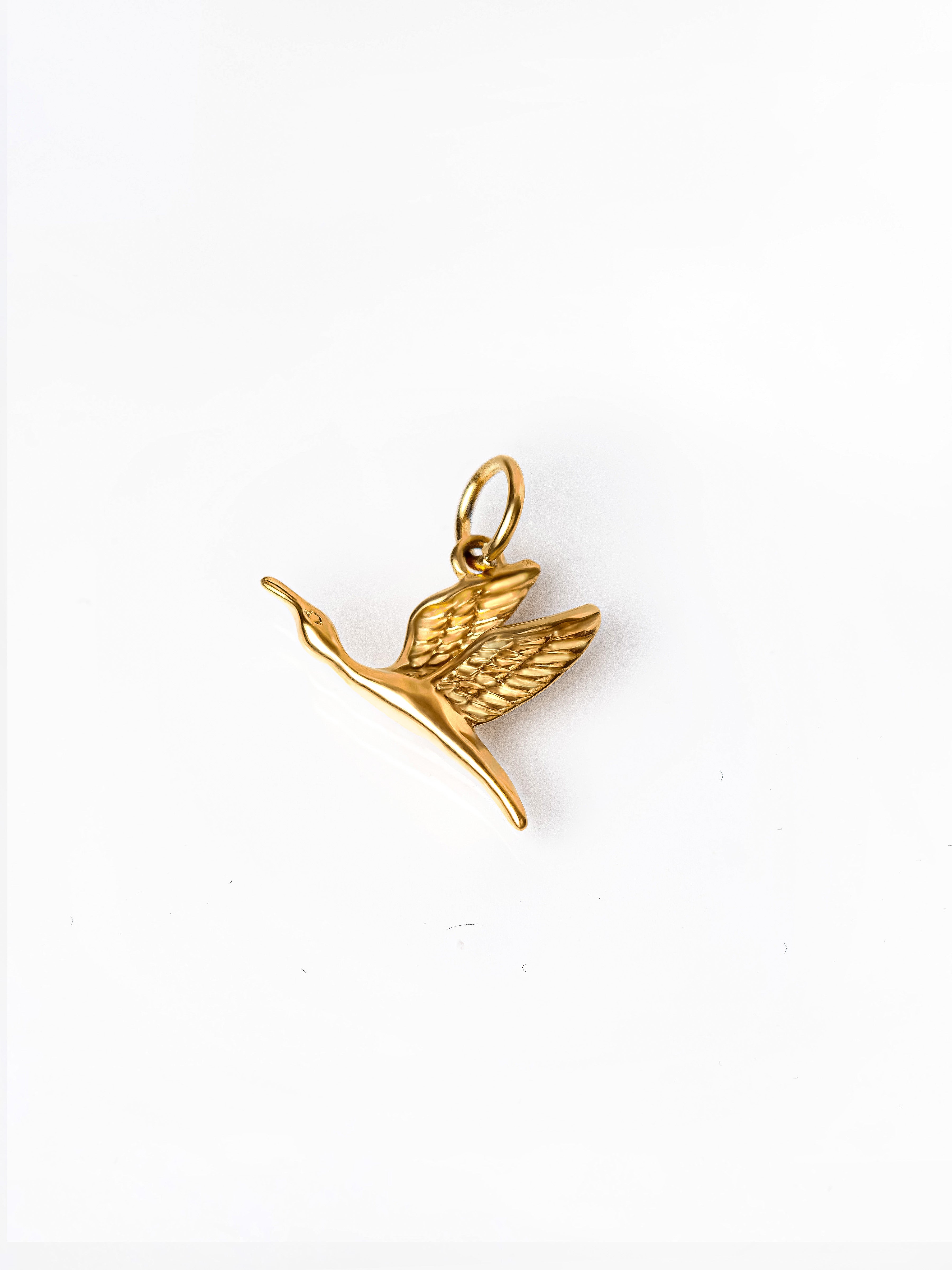 Gold Flying Goose Pendant / Charm