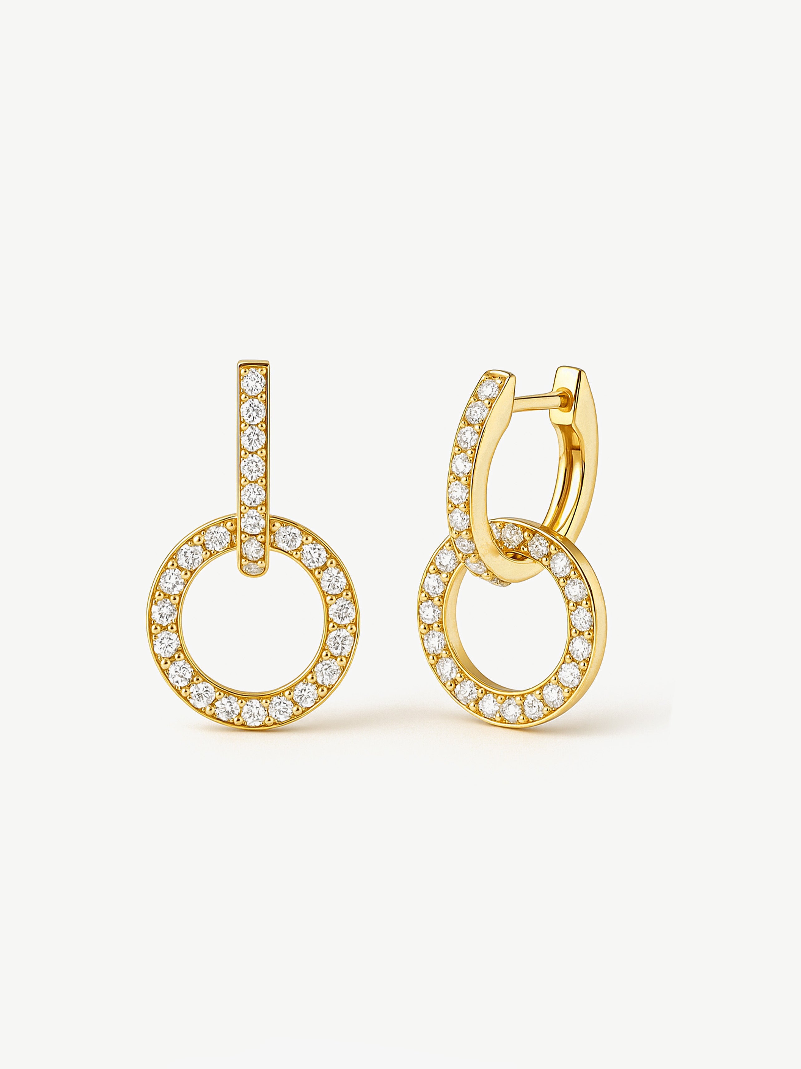 Double Hoop Pavé Earrings With Round Removable Charms