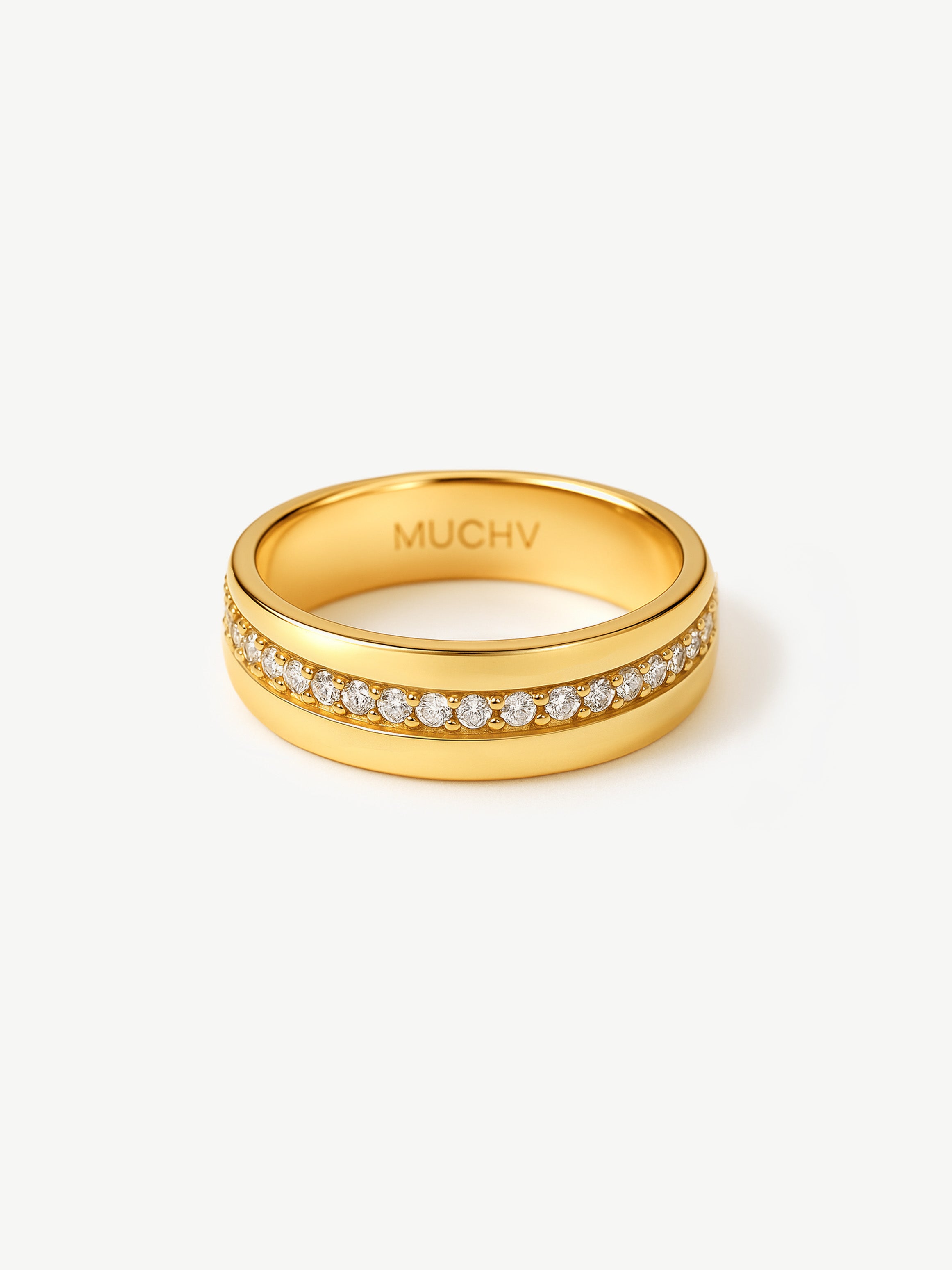 Thick Cigar Ring Band With Stones