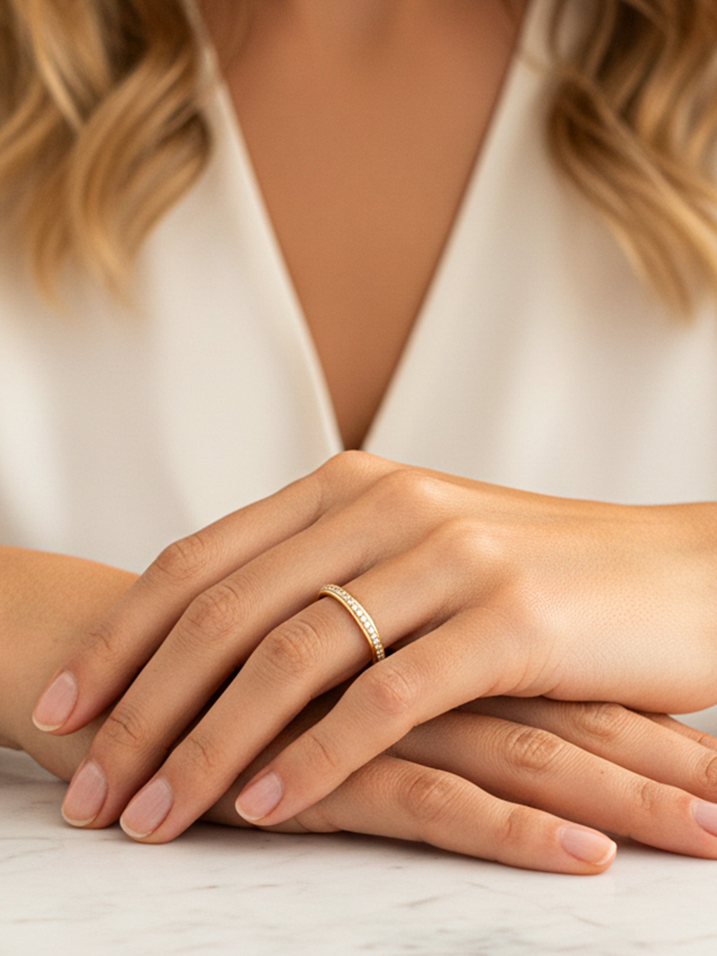 Thin Stacking Eternity Ring With Sparkling Stones
