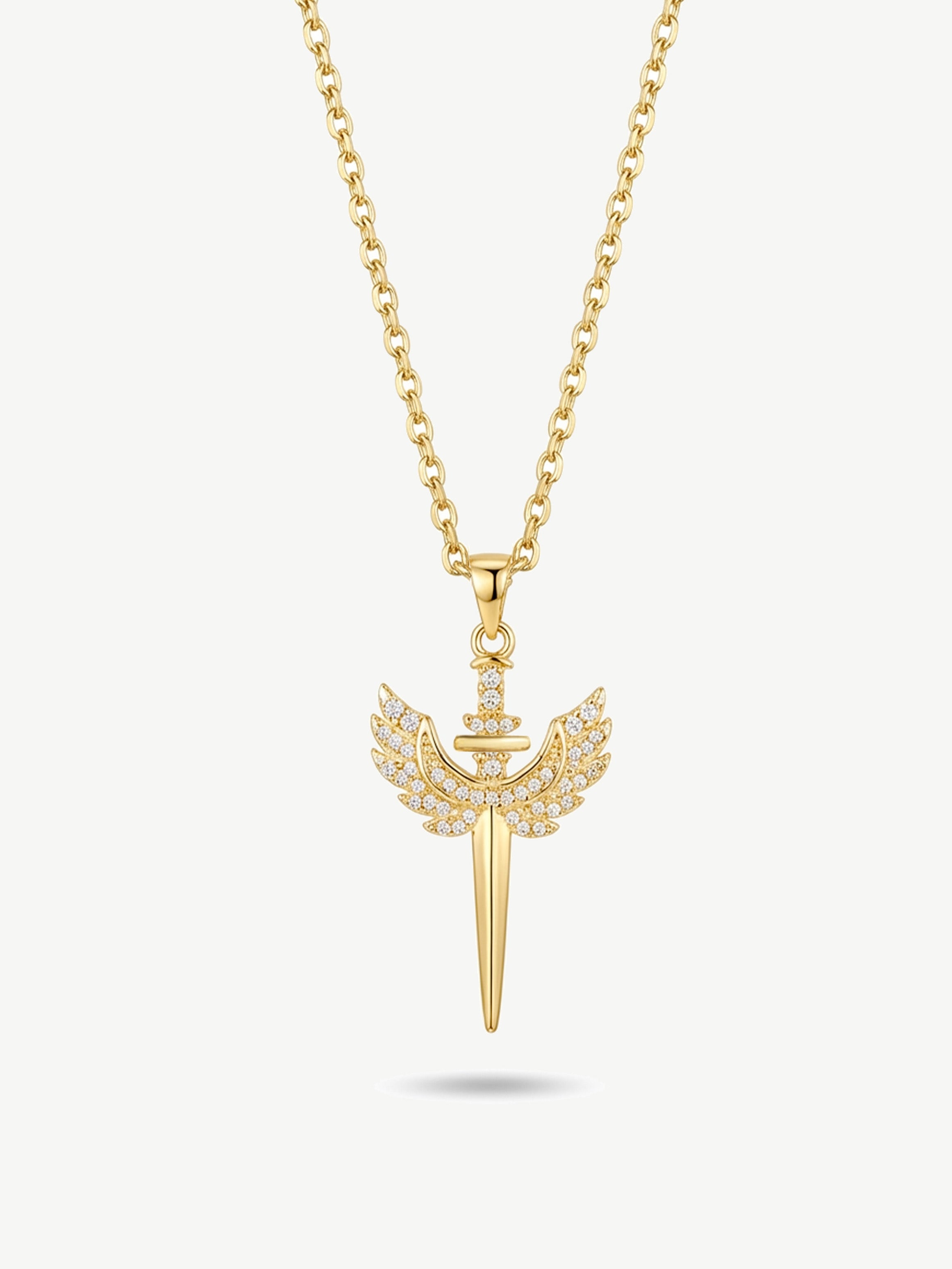 Sparkling Sword With Wings Necklace