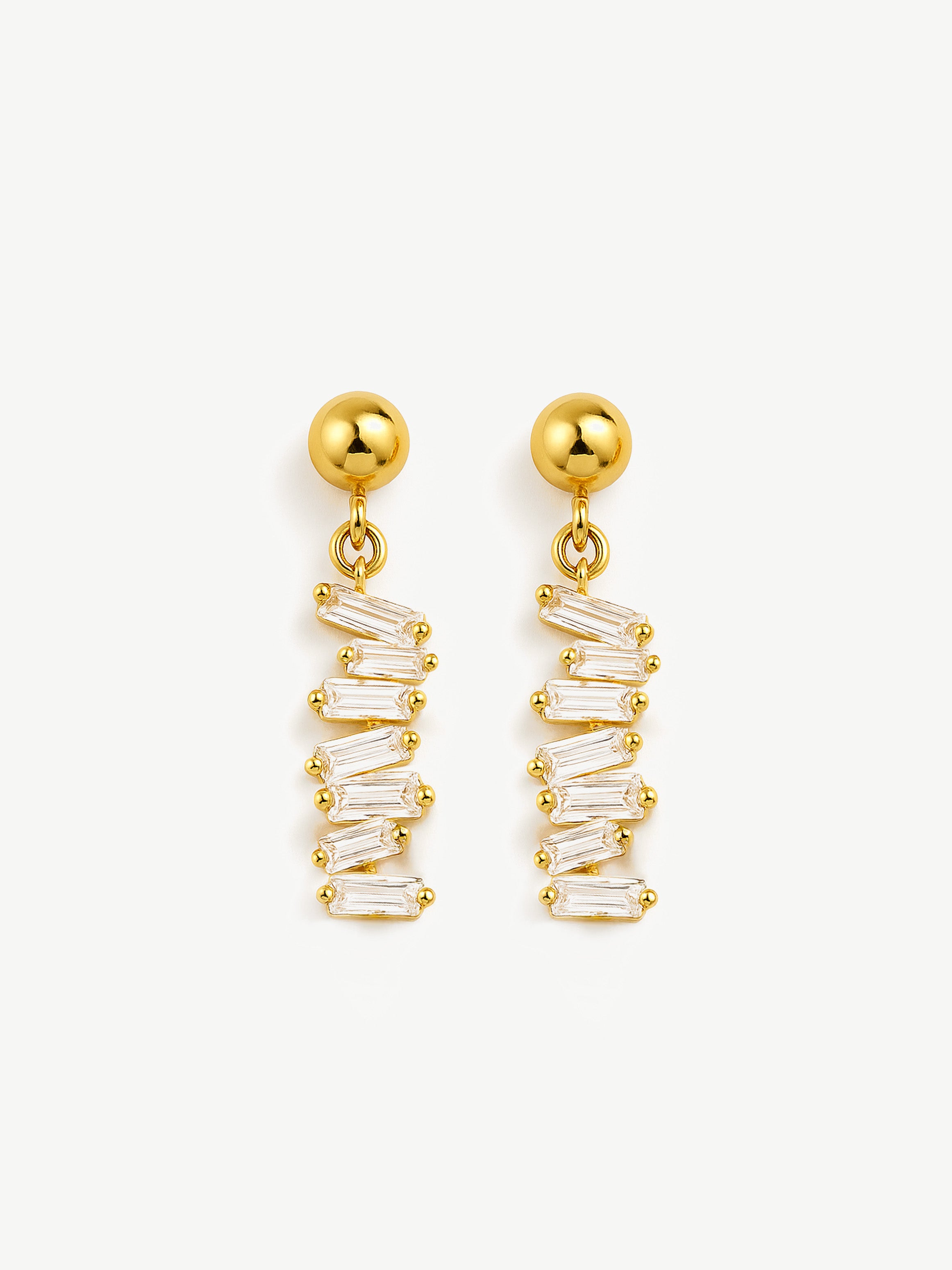 Vertical Dangle Earrings With Baguette Stones