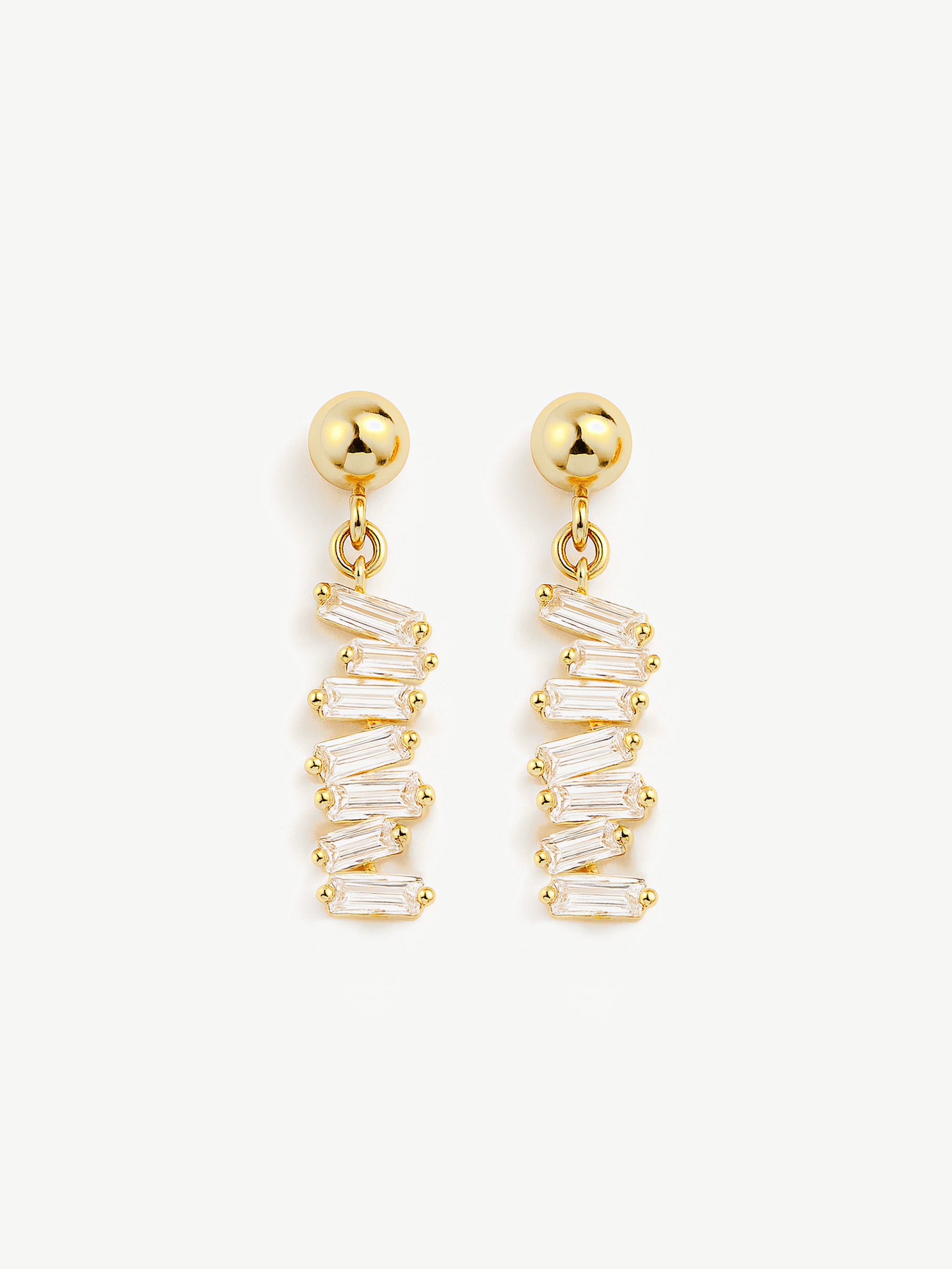 Vertical Dangle Earrings With Baguette Stones