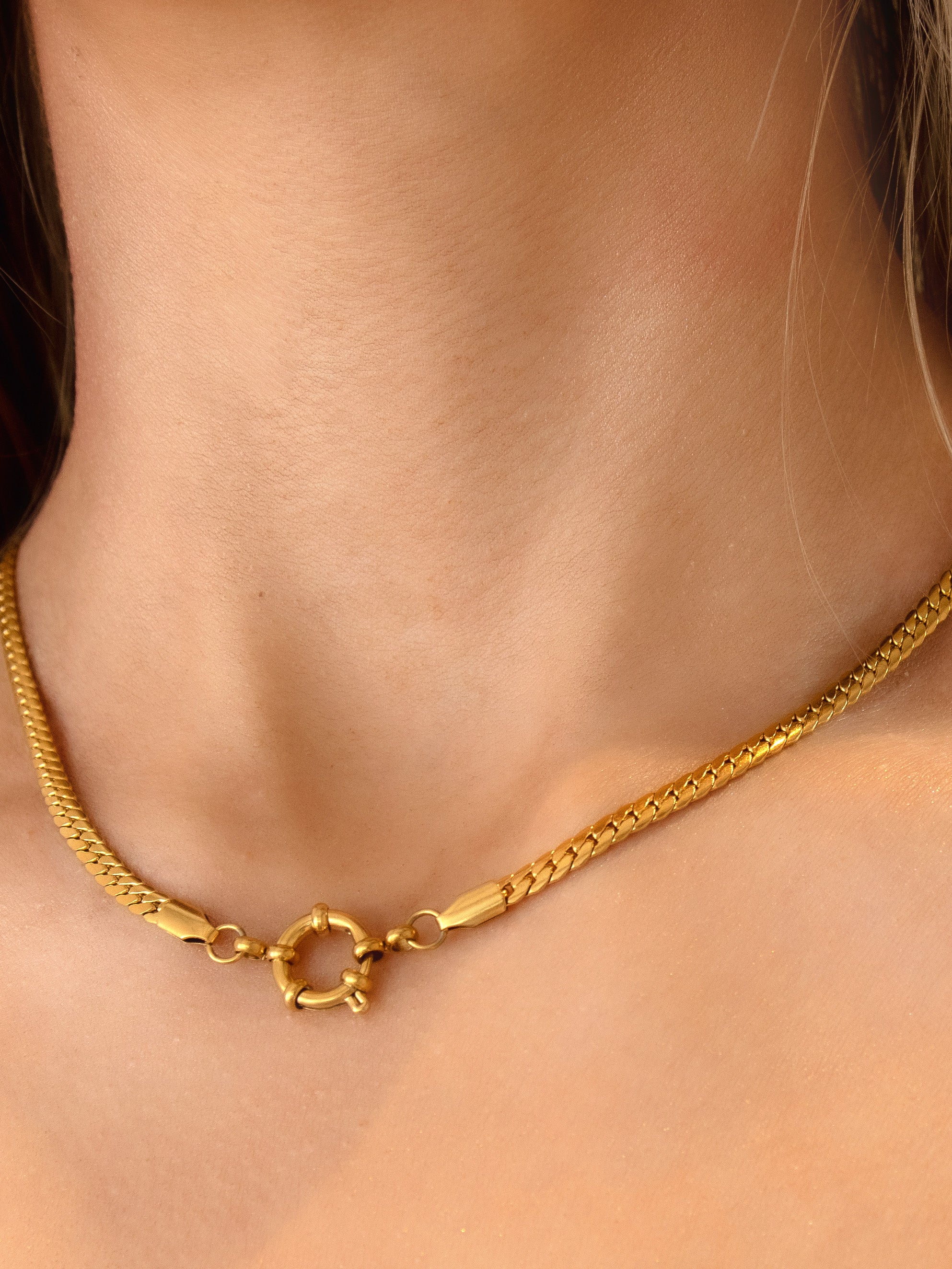 Gold Curb Chain Choker For Charms