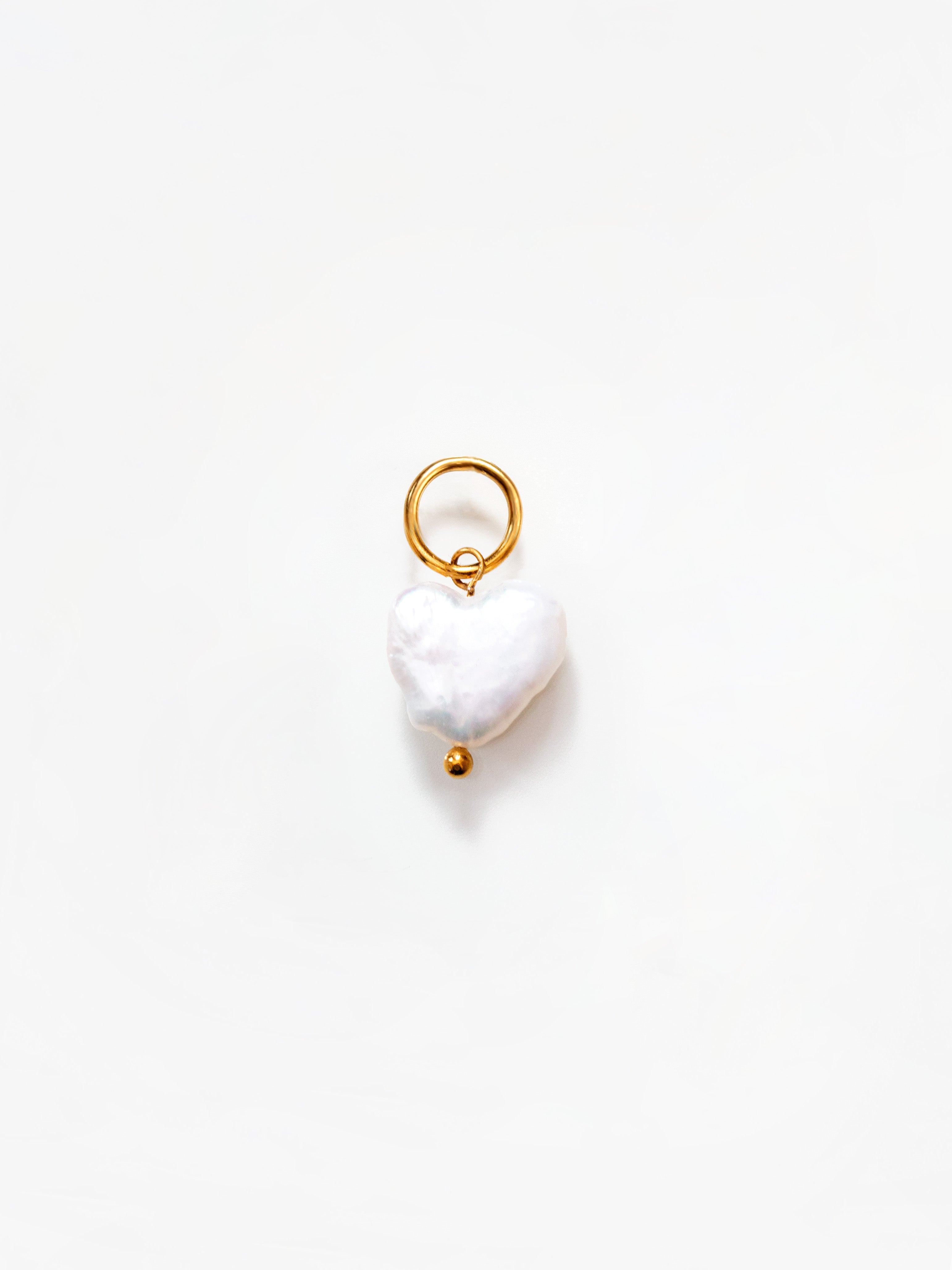 Gold Heart Shaped Pearl Pendant / Charm