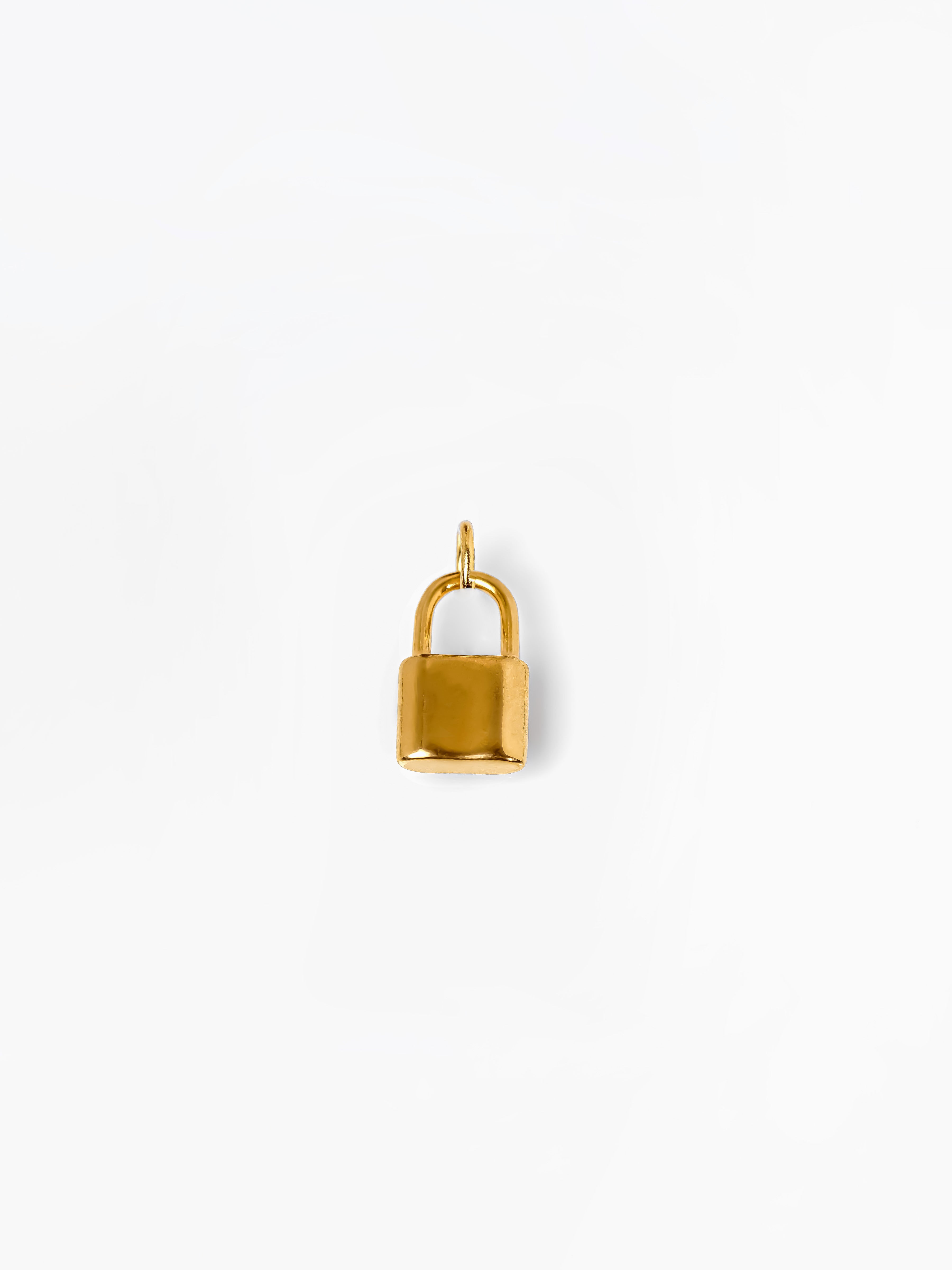 Gold Solid Padlock Pendant / Charm