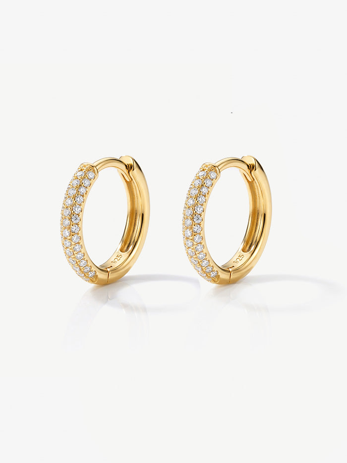 Small Hoop Earrings with Sparkling Pave Stones
