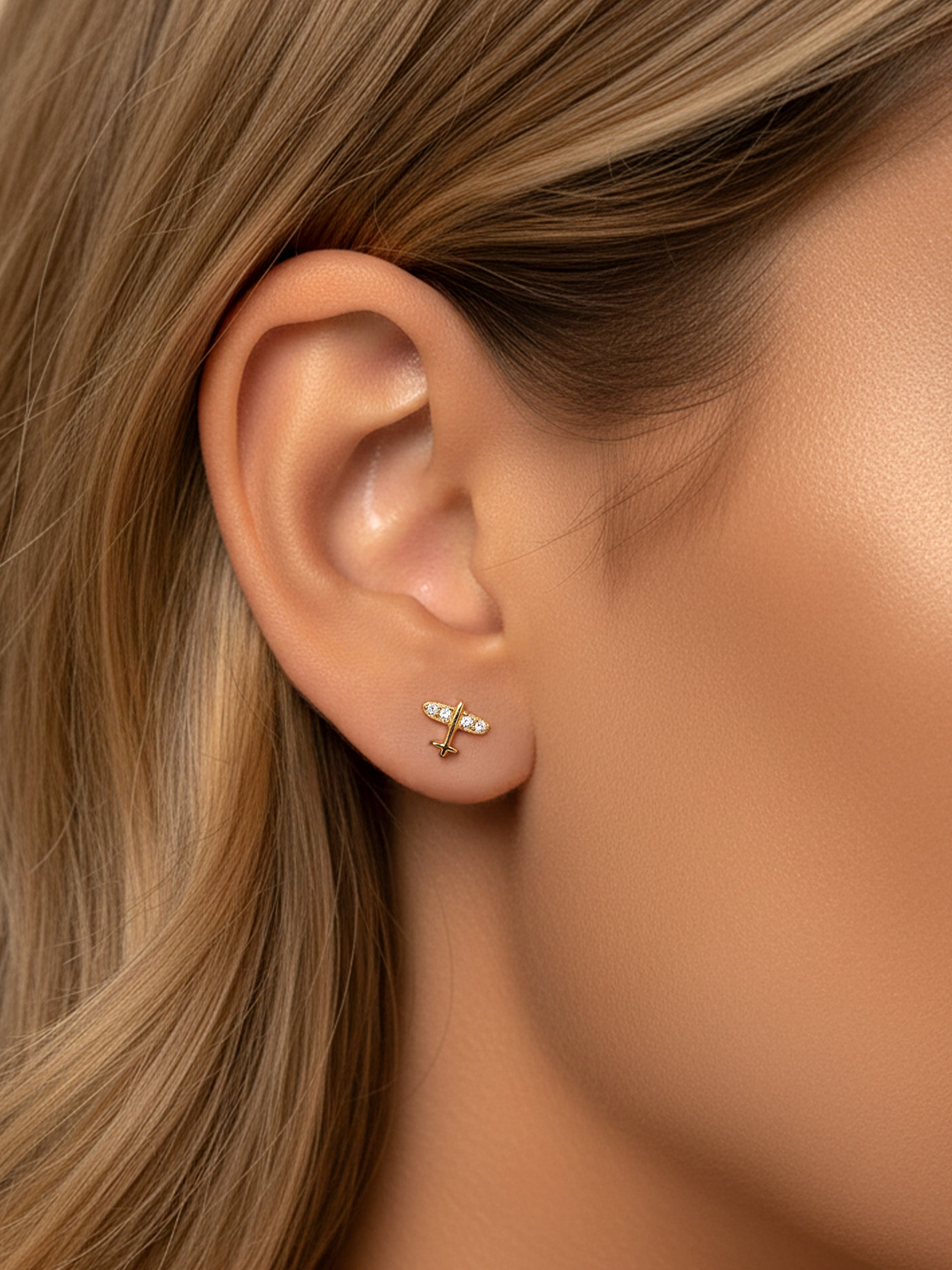 Tiny Airplane Stud Earrings