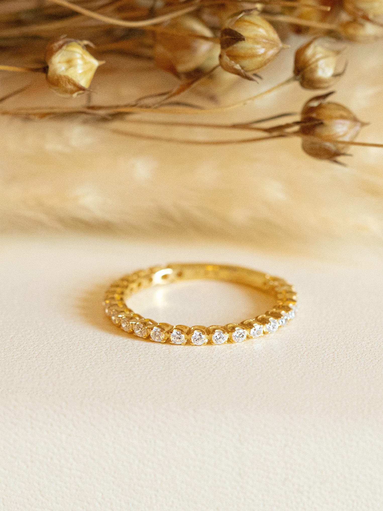 Thin Ring For Stacking With Scalloped Round Stones