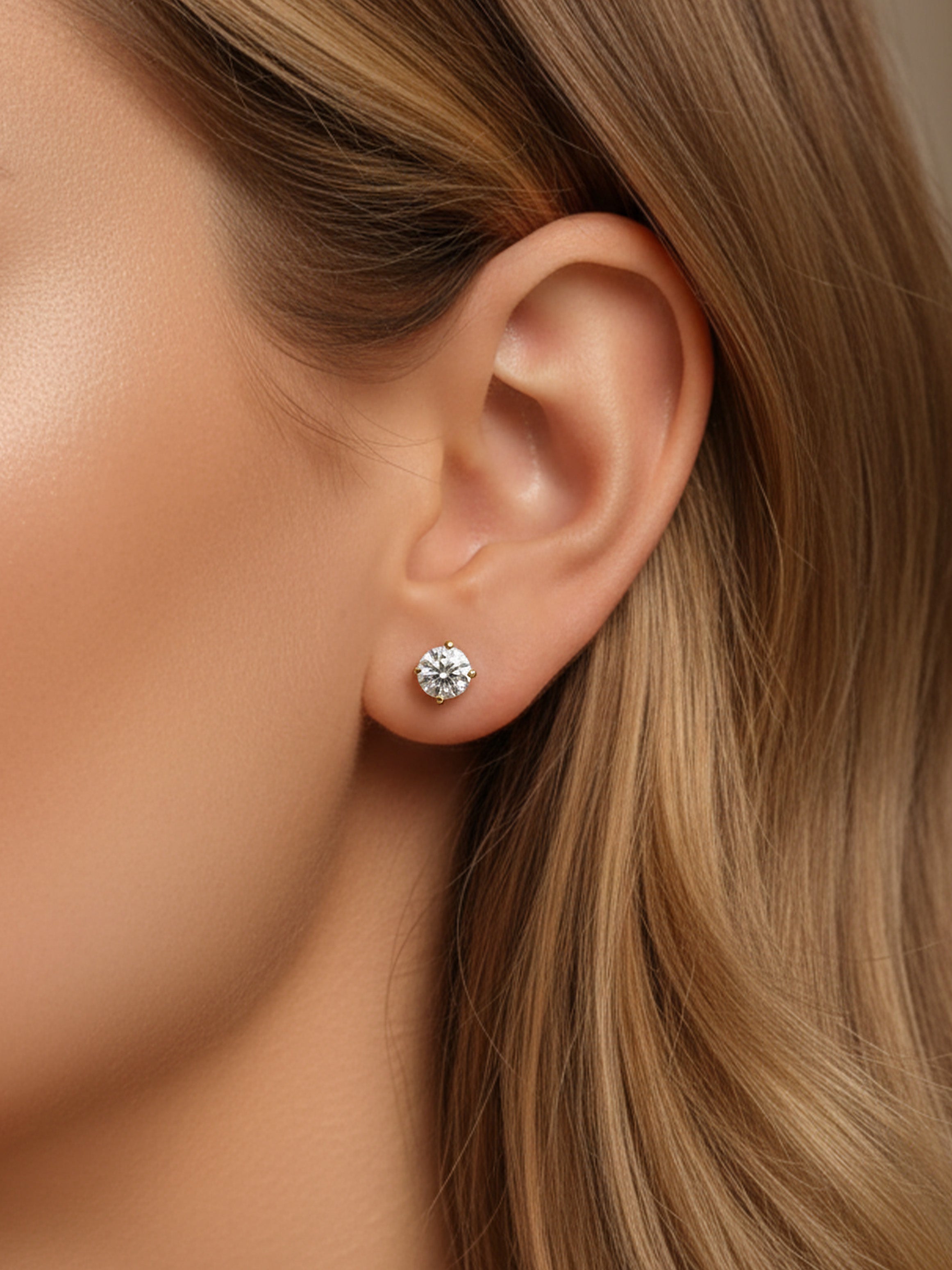 Round Diamond Simulant Stud Earrings