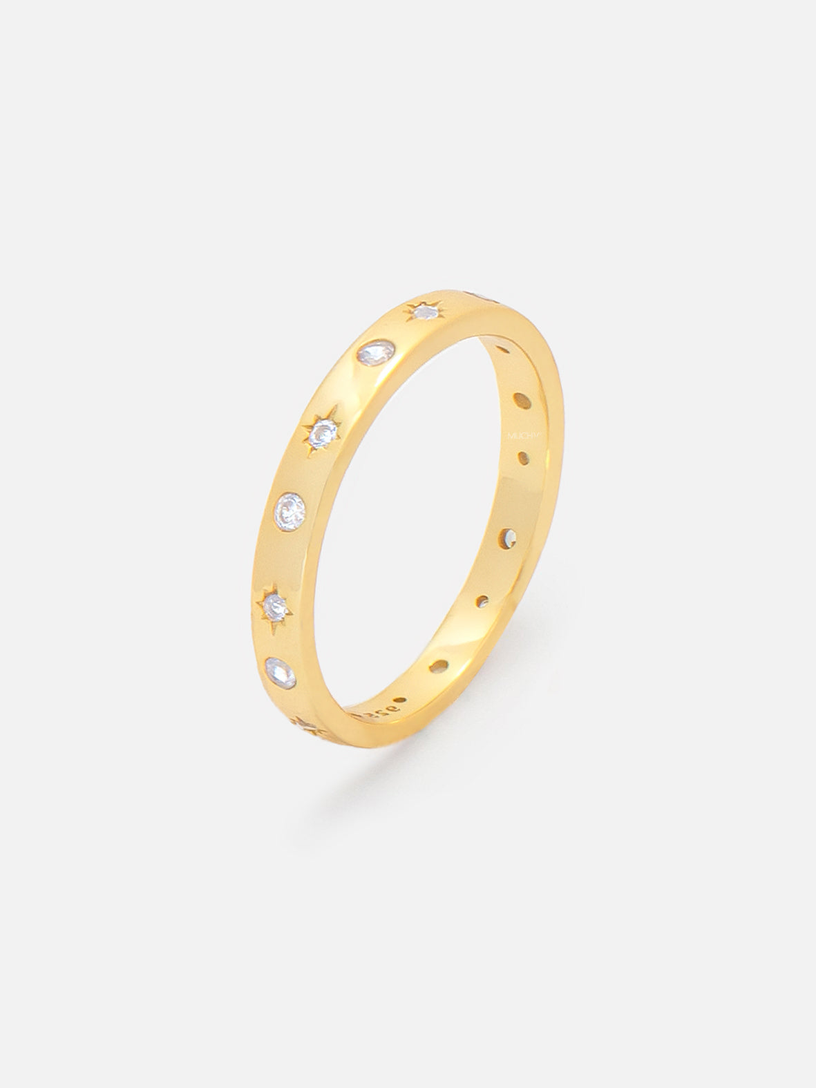 Gold Moon and Starburst Stacking Ring Band