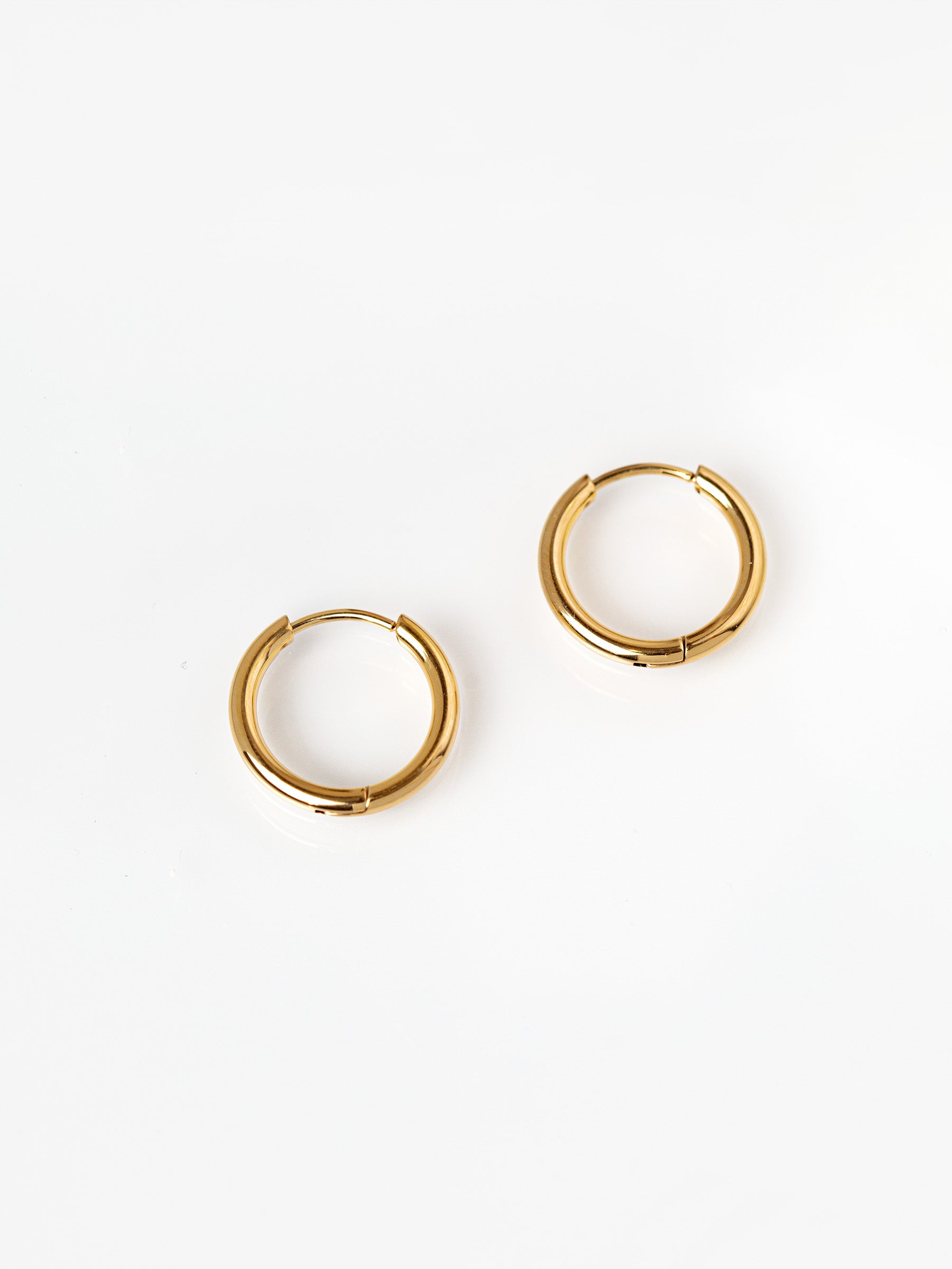 Gold Solid Medium Hoop Earrings For Charms (1.6cm)