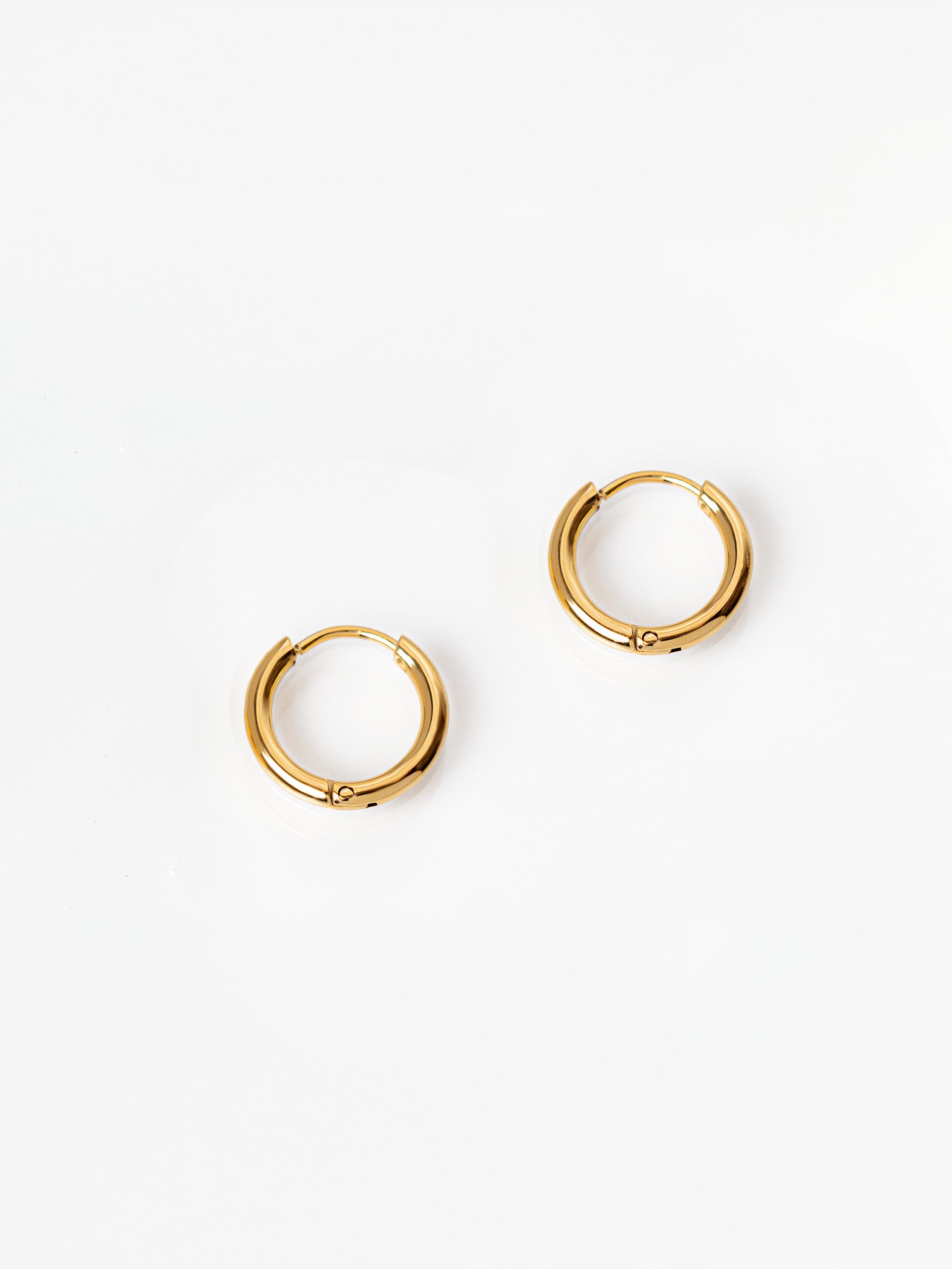 Gold Solid Small Hoop Earrings For Charms (1.4cm)