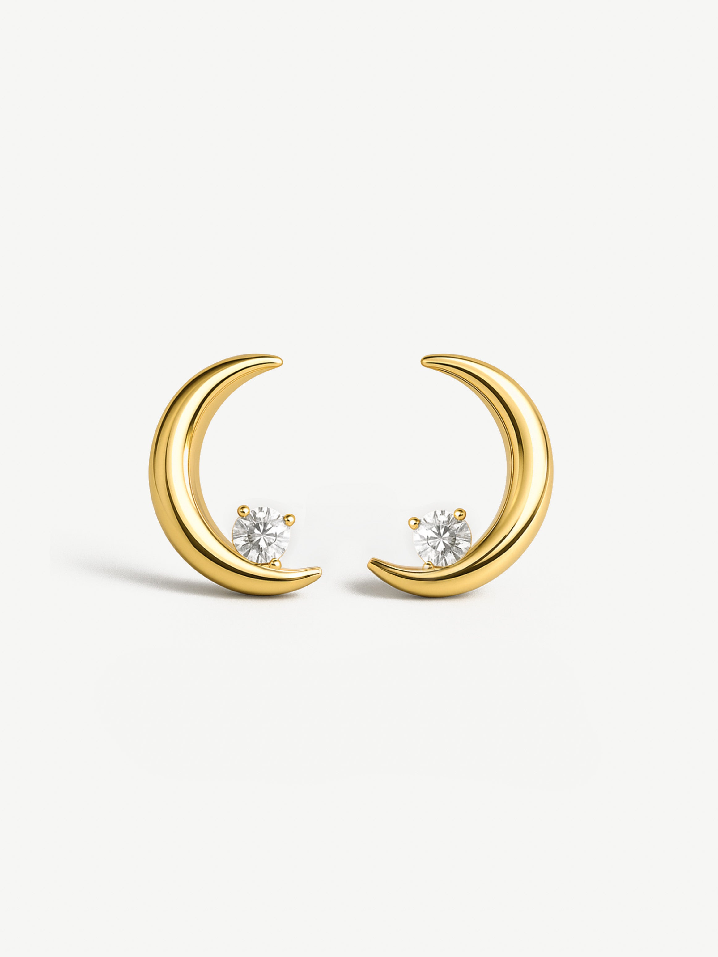 Dainty Crescent Moon & Star Stud Earrings