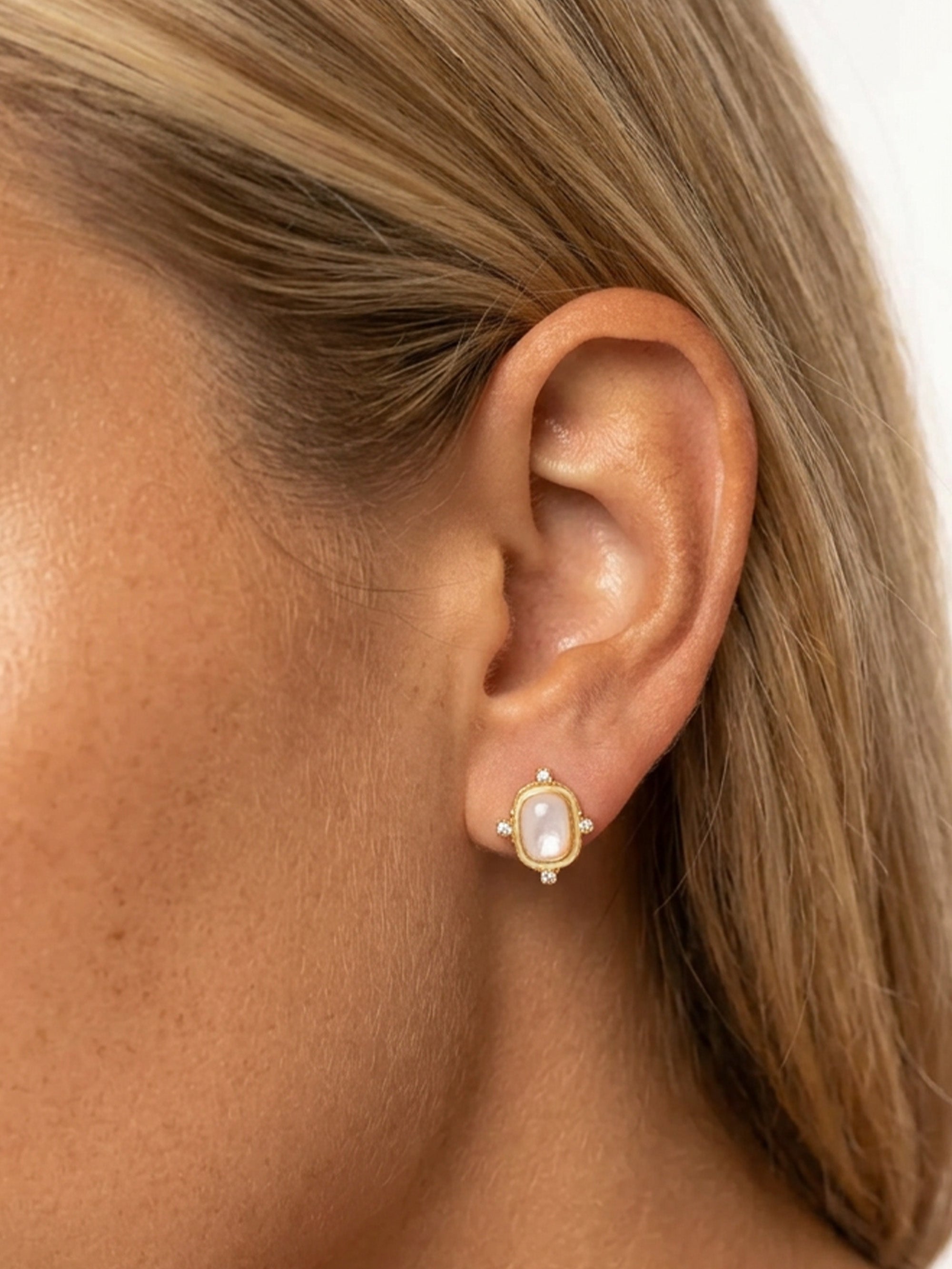 White Heirloom Stud Earrings