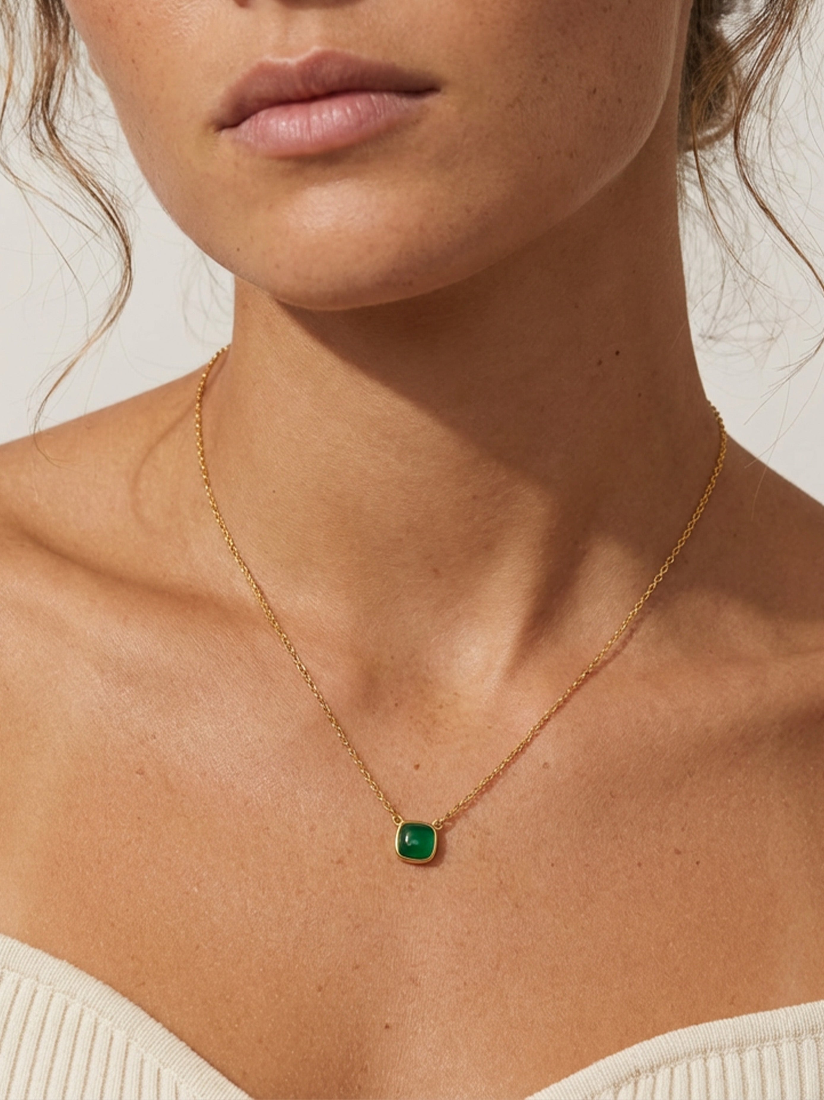 Emerald Green Square Necklace