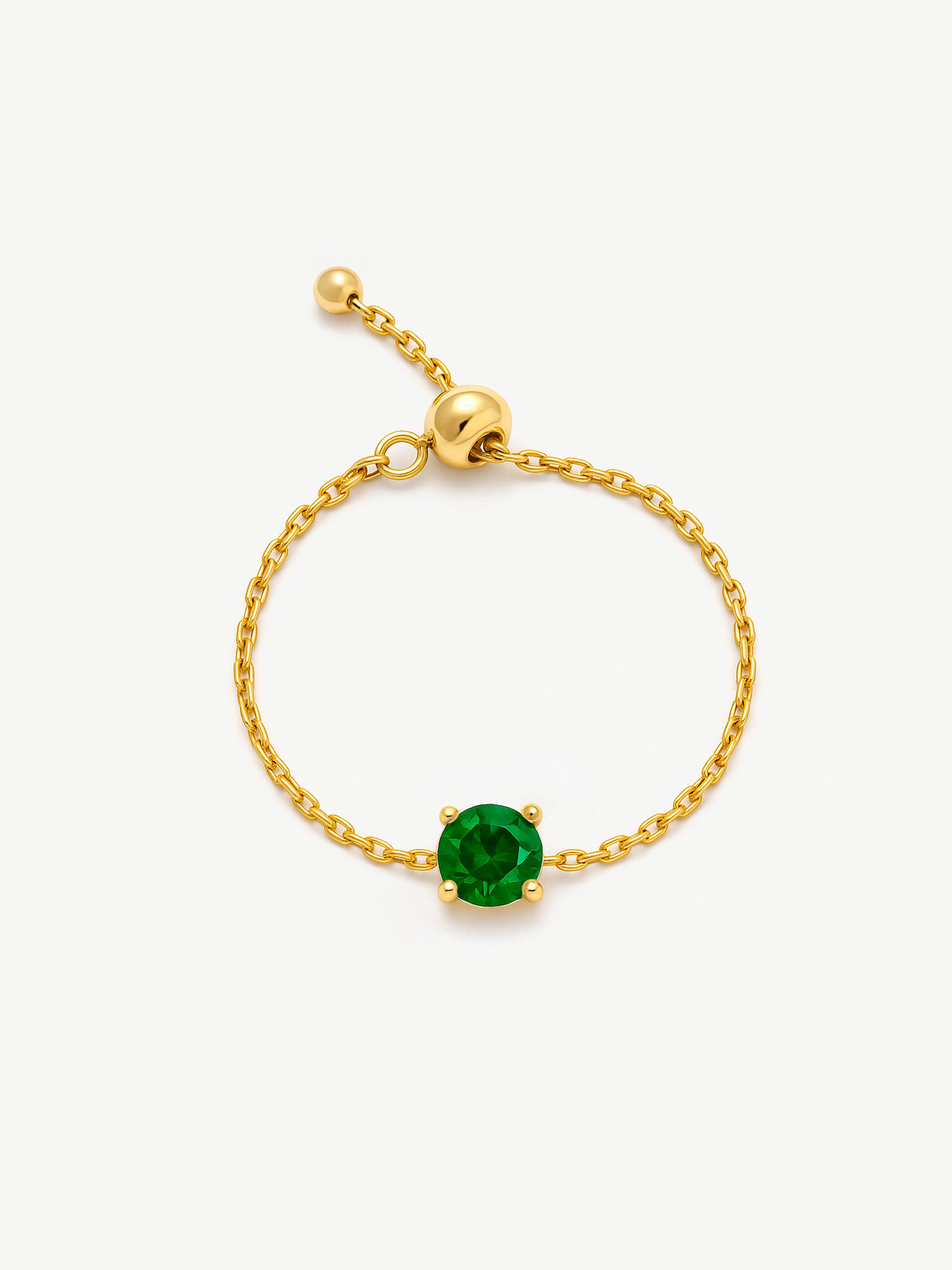 Pink, Blue, Green or Opal Adjustable Chain Ring With Round Stone