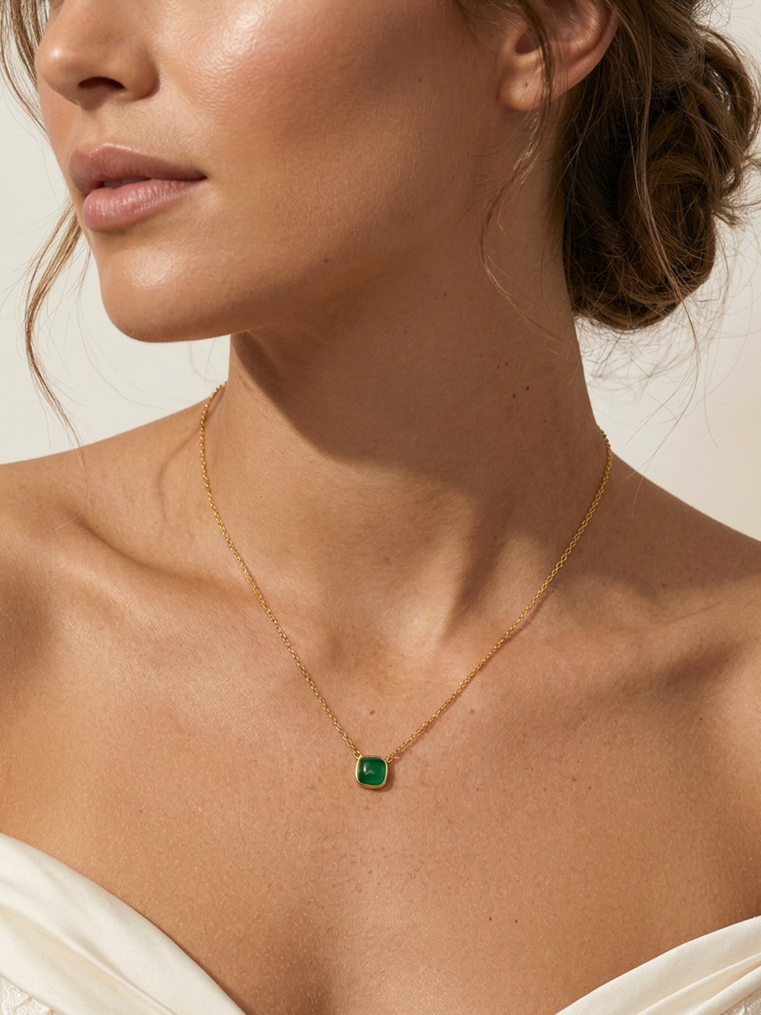 Emerald Green Square Necklace