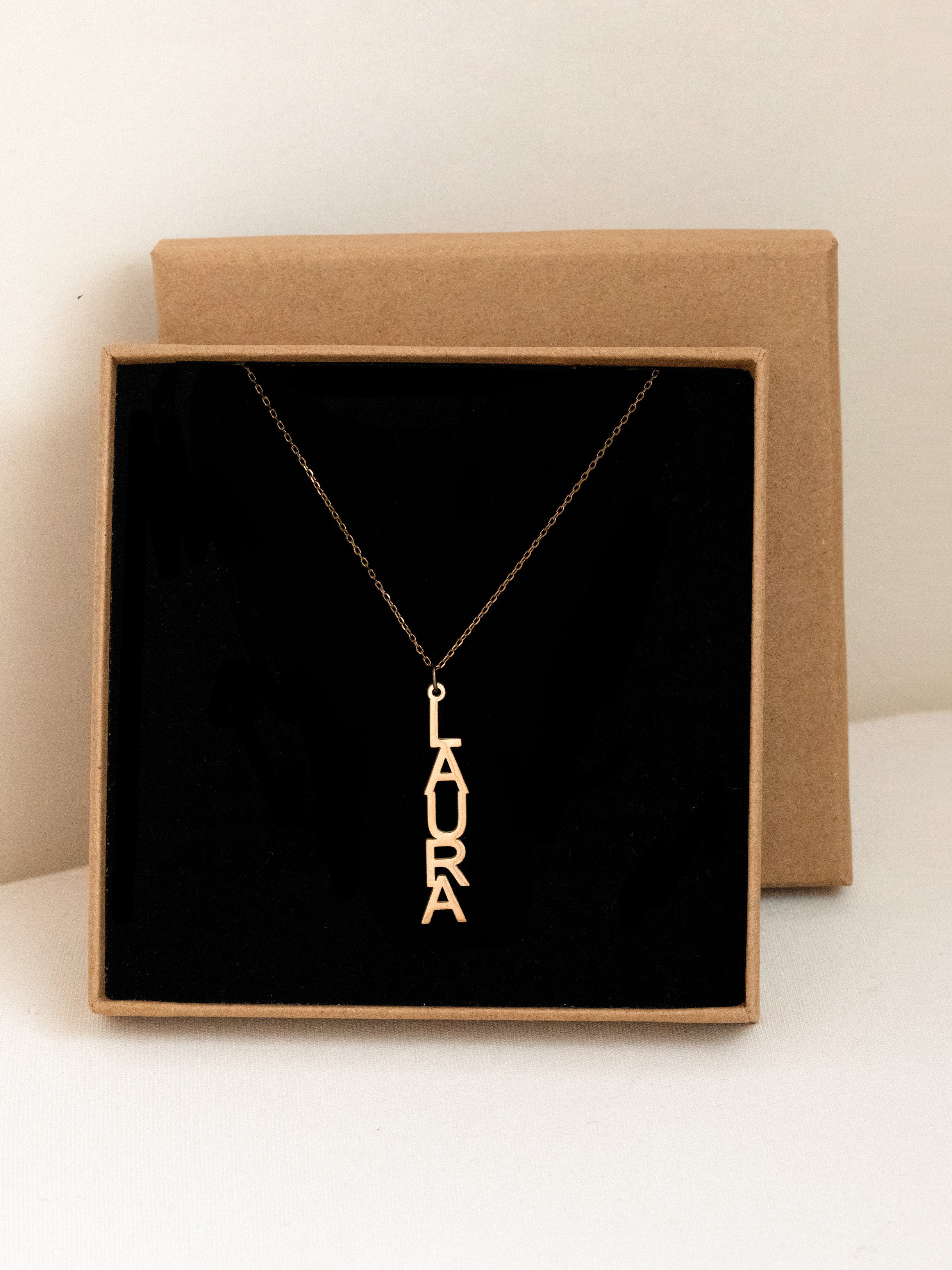 Vertical Name Necklace - Minimalist Font