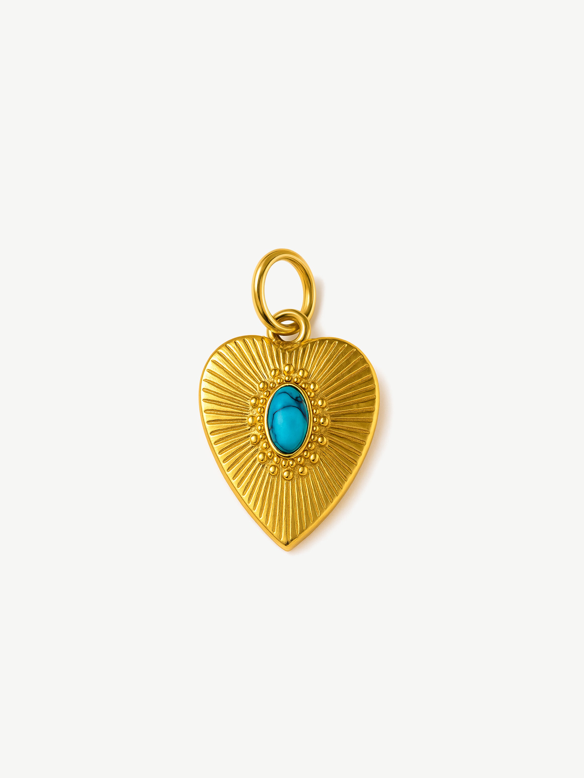 Heart Coin Charm With Turquoise Stone (Big)