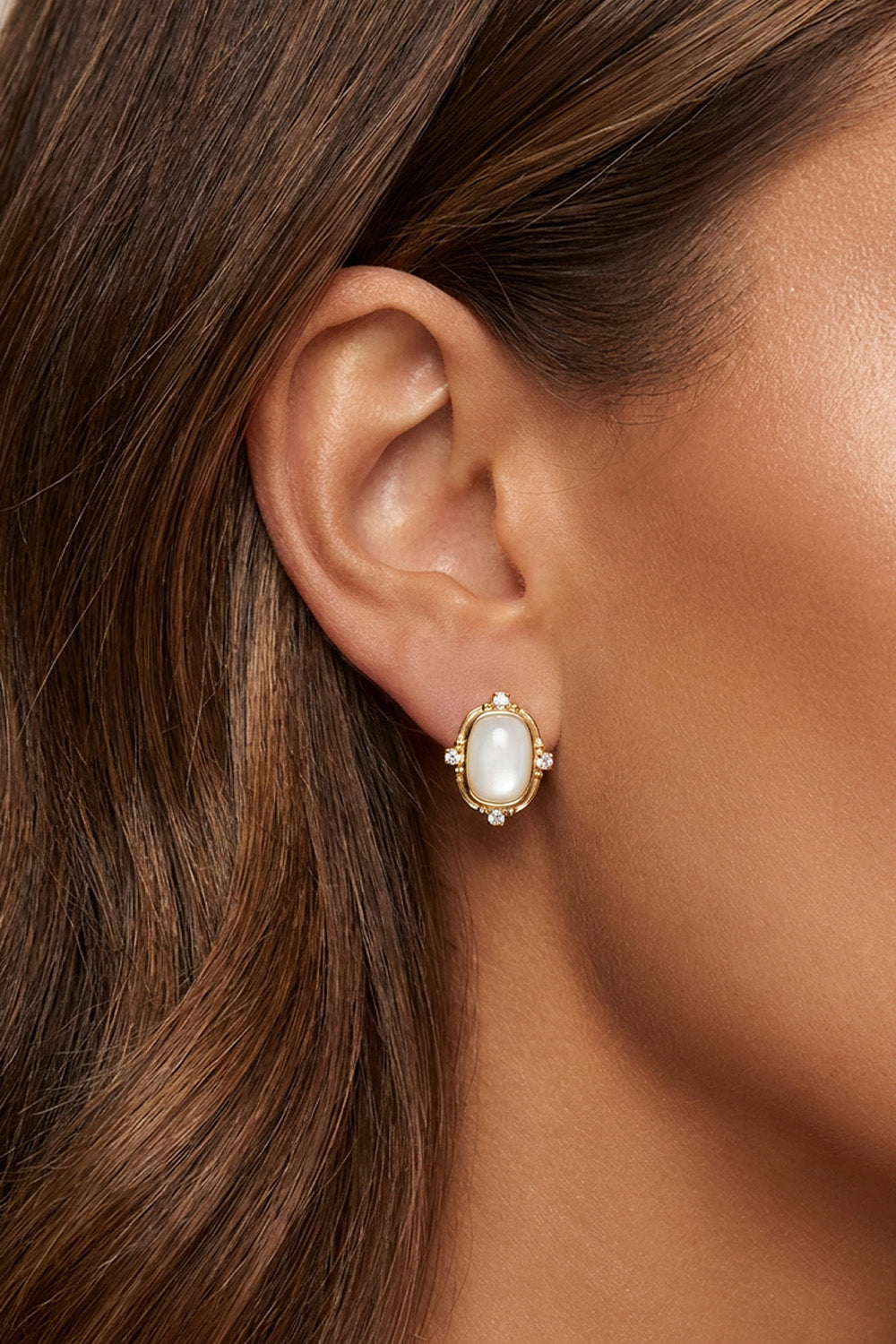 White Heirloom Stud Earrings