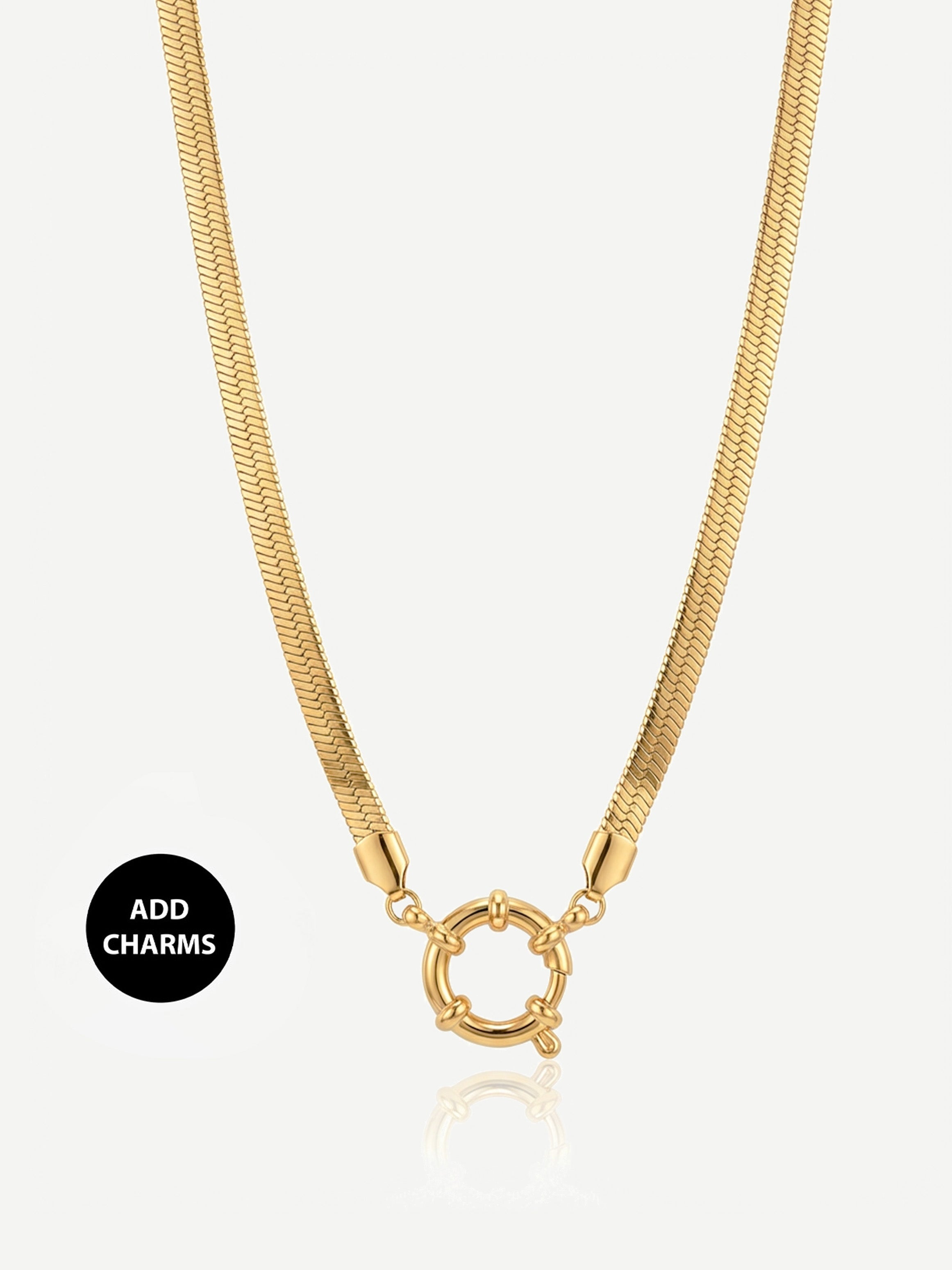 Herringbone Chain Choker Necklace For Charms - 40cm