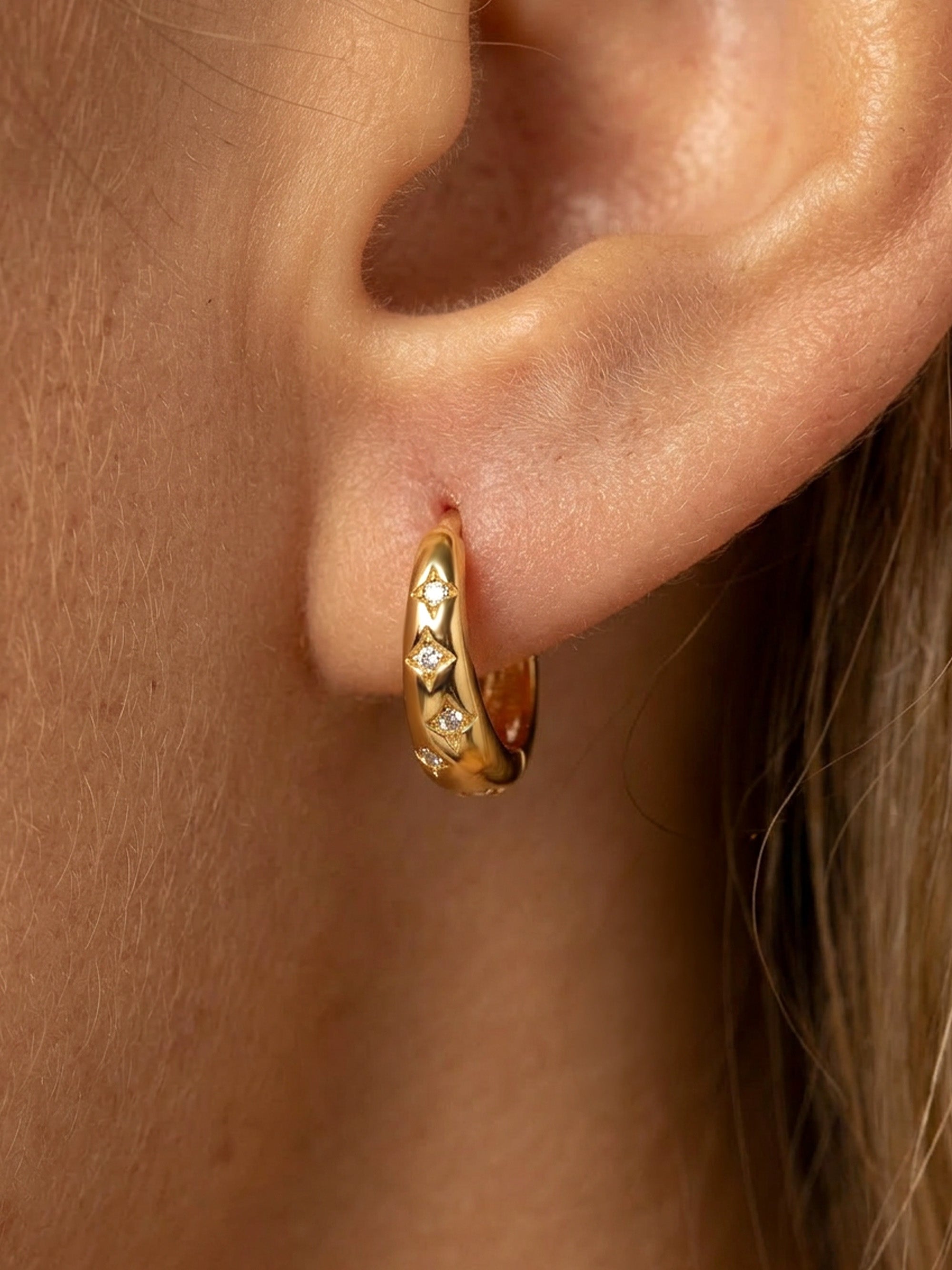 Starburst Huggie Hoop Earrings