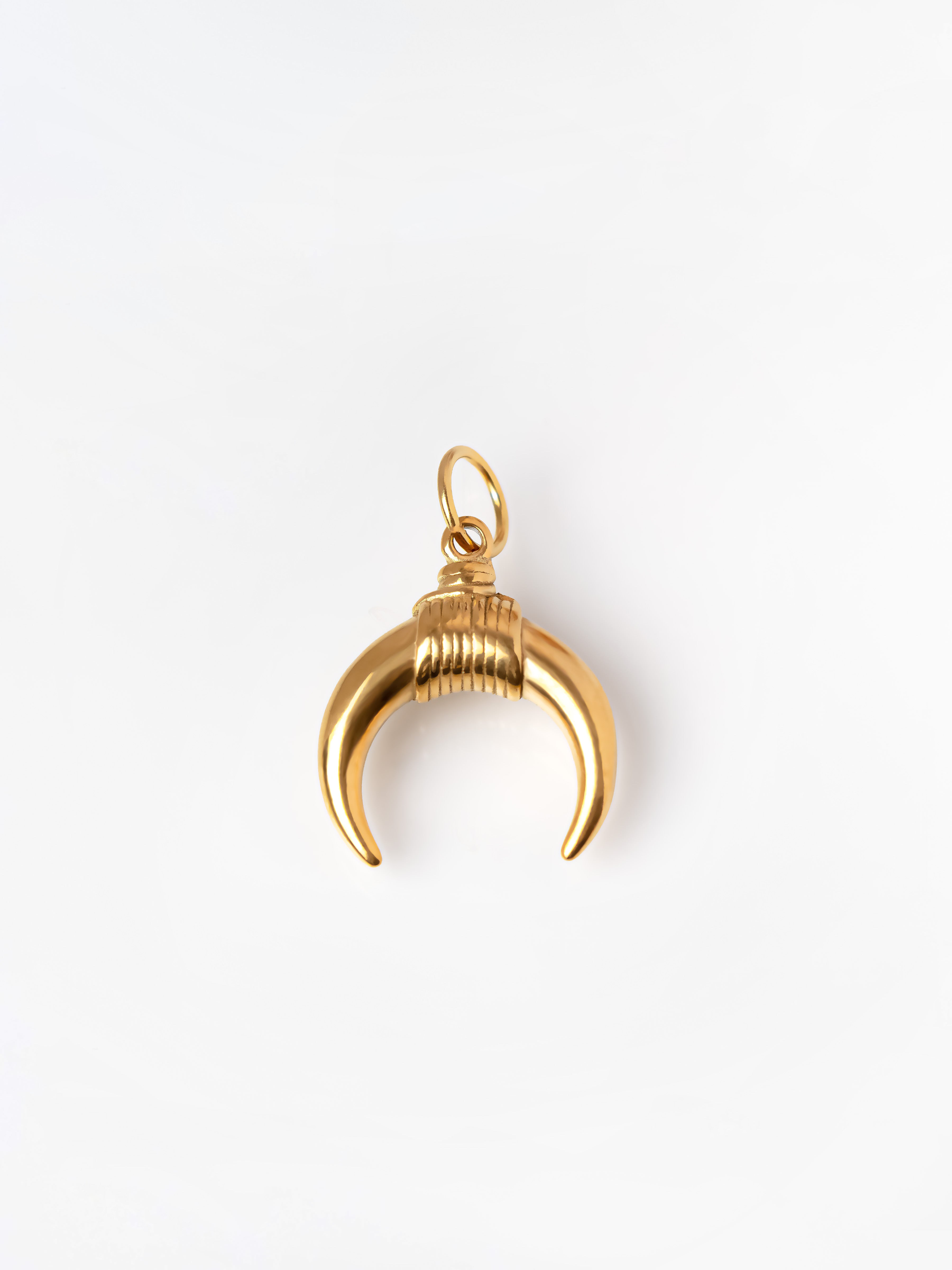 Gold Medium Bull Horn Pendant / Charm