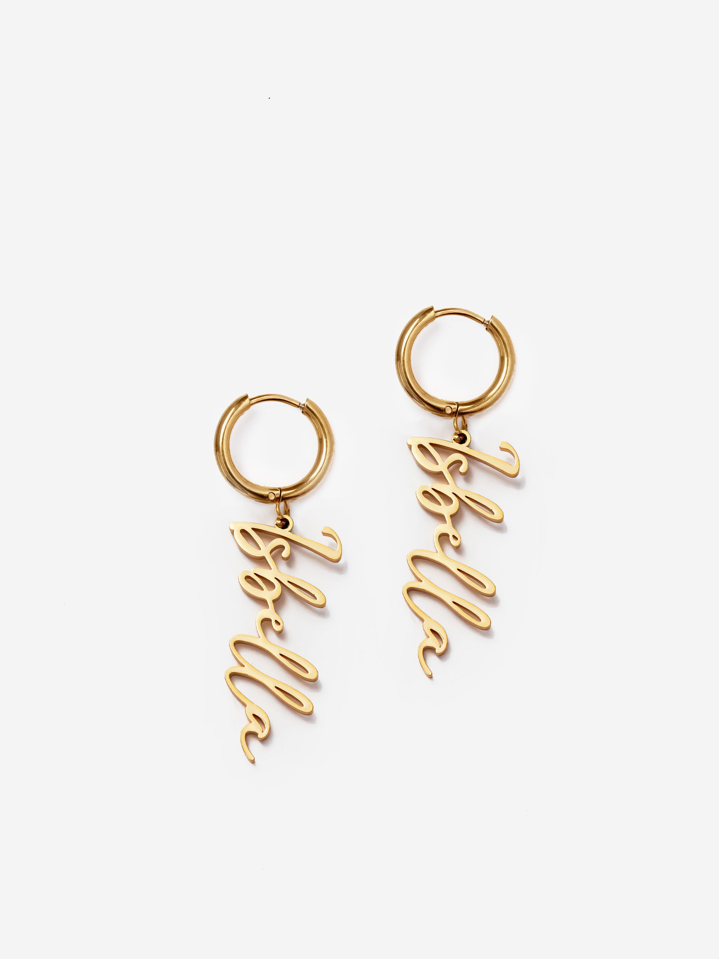 Name Huggie Hoop Earrings - Signature Font