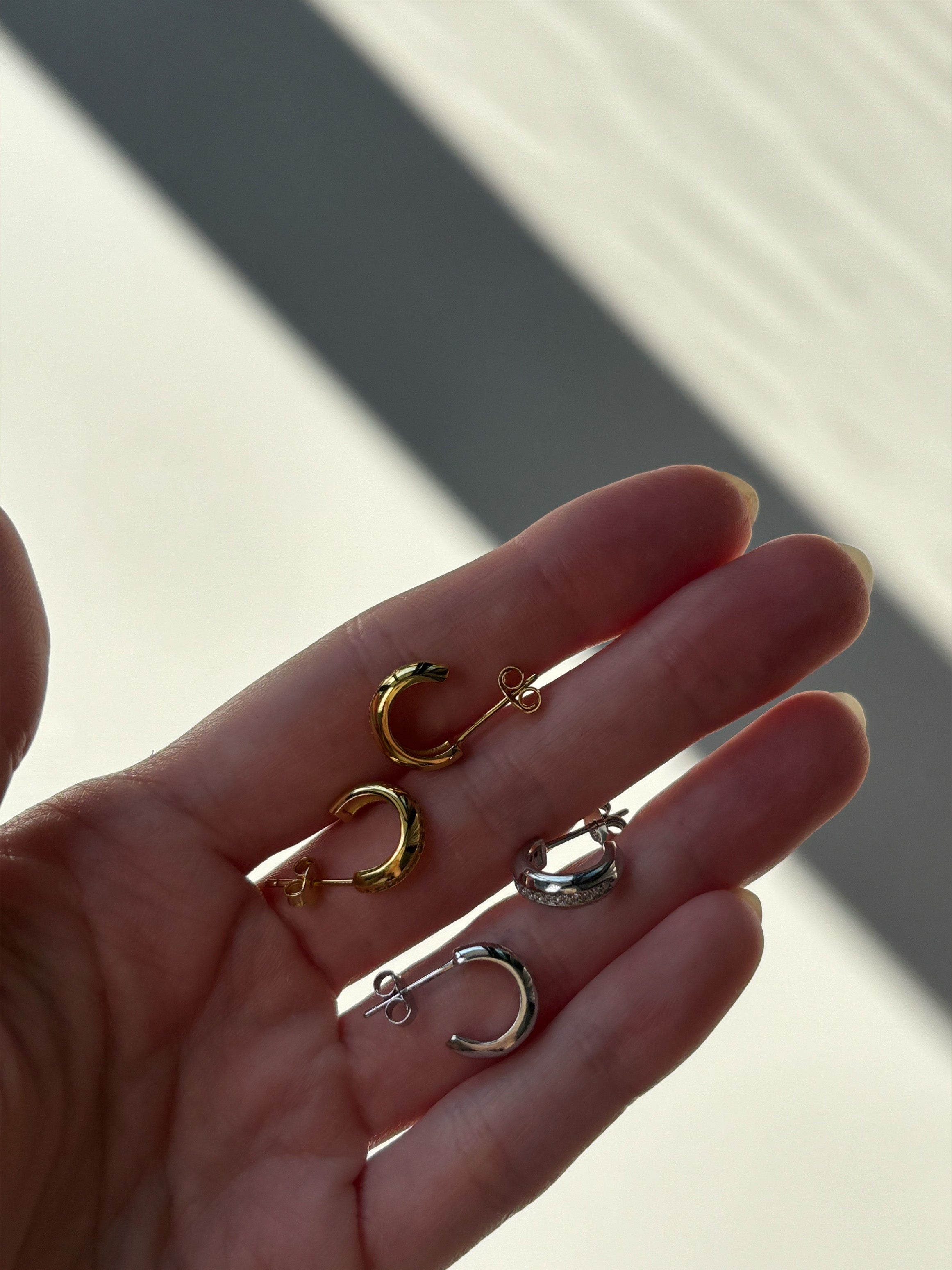 Thick Huggie Hoop Earrings With Tiny Stones