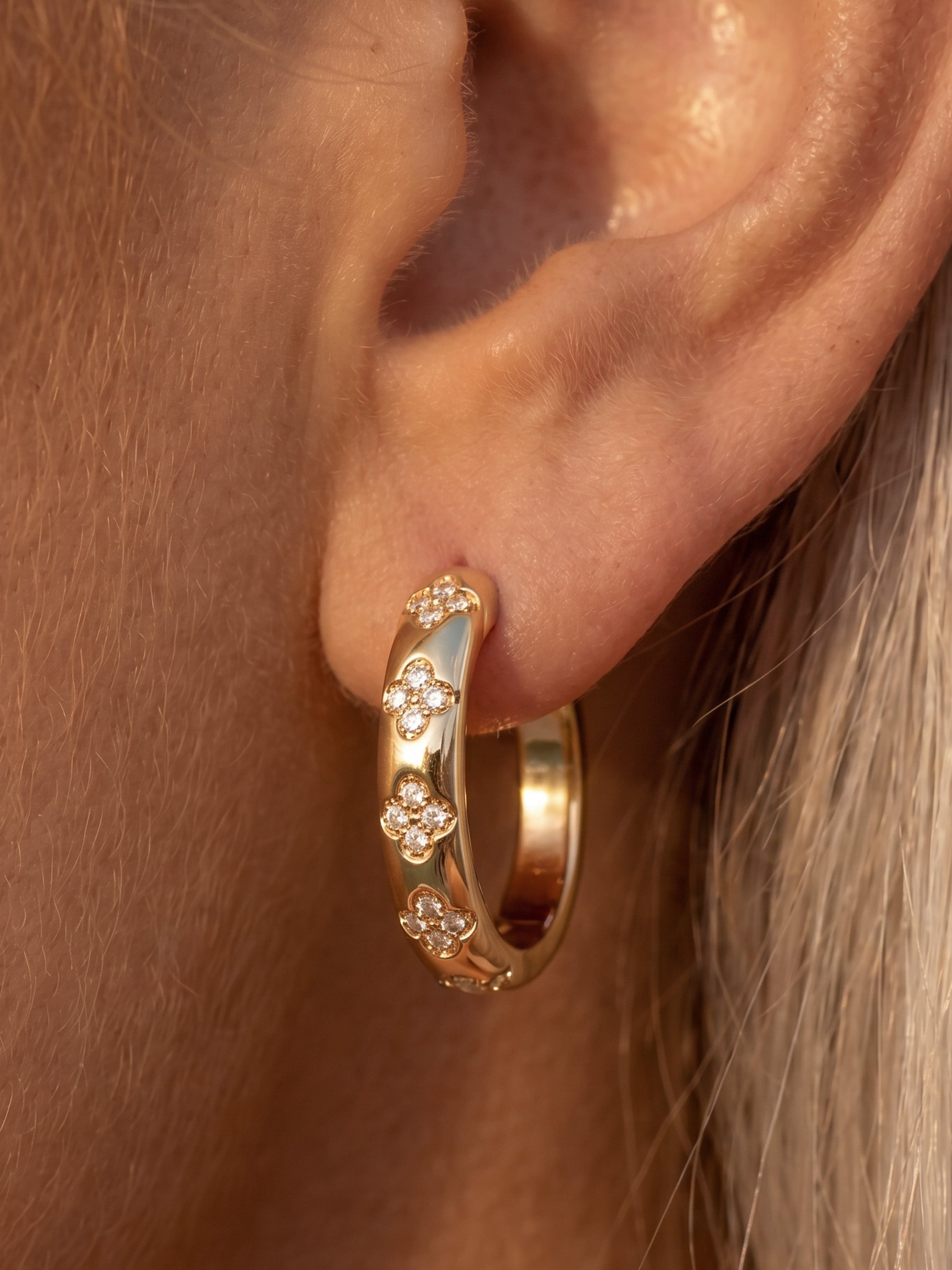 Moissanite Hydrangea Hoop Earrings
