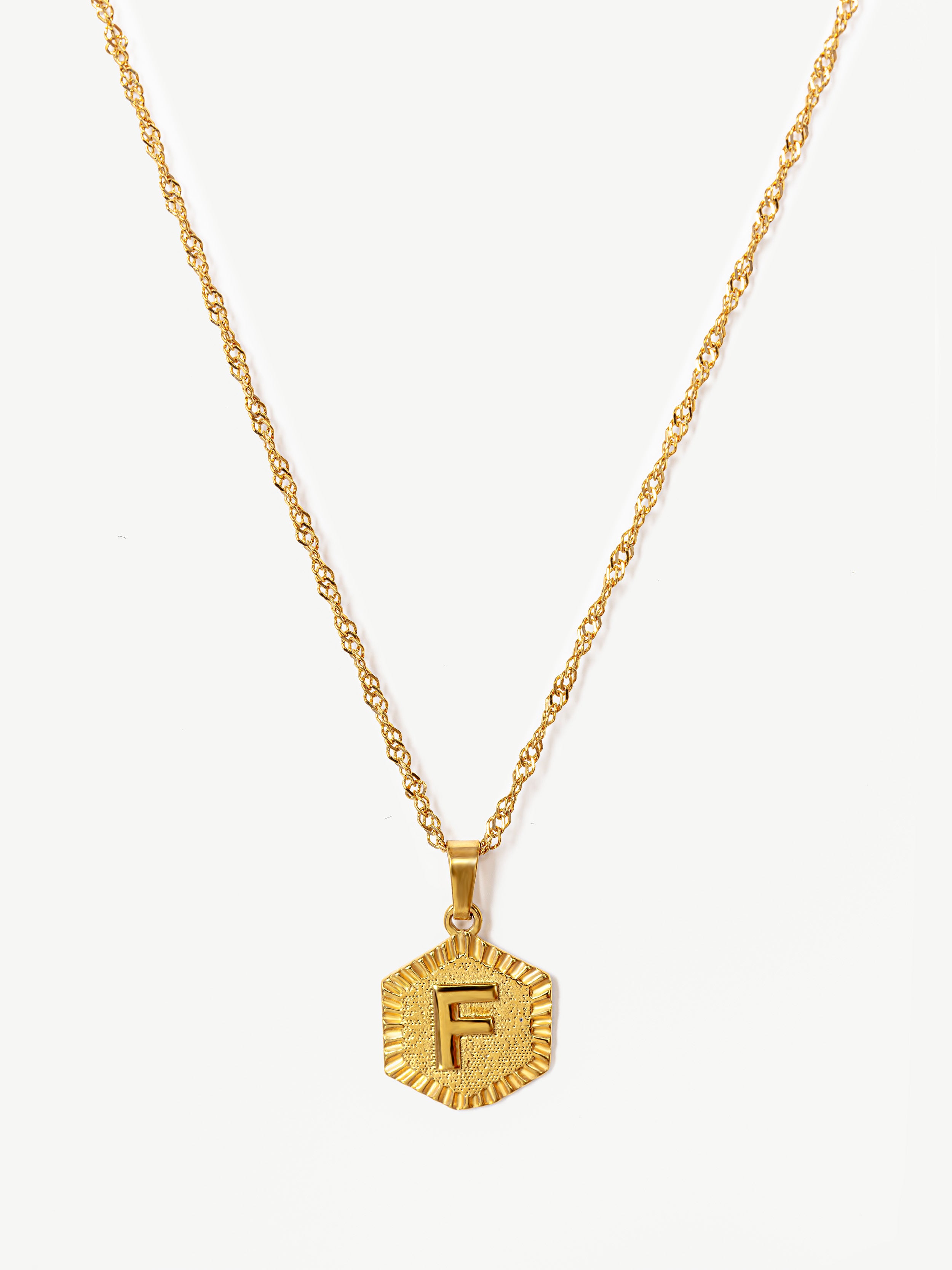 Initial Coin Necklace With Singapore Chain