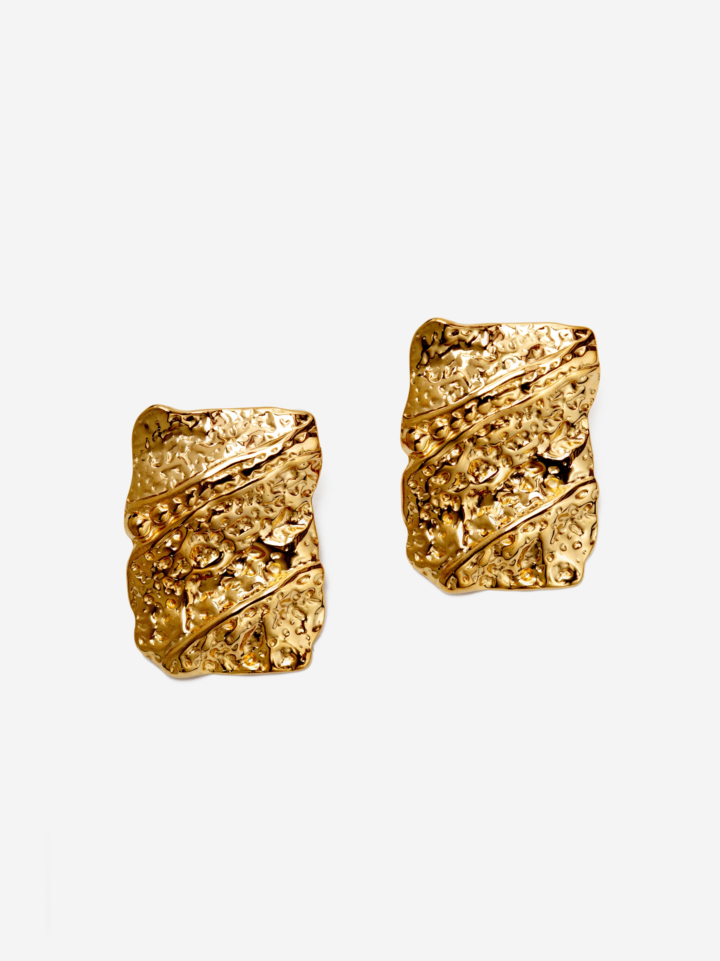 Medium Vertical Hammered Stud Earrings