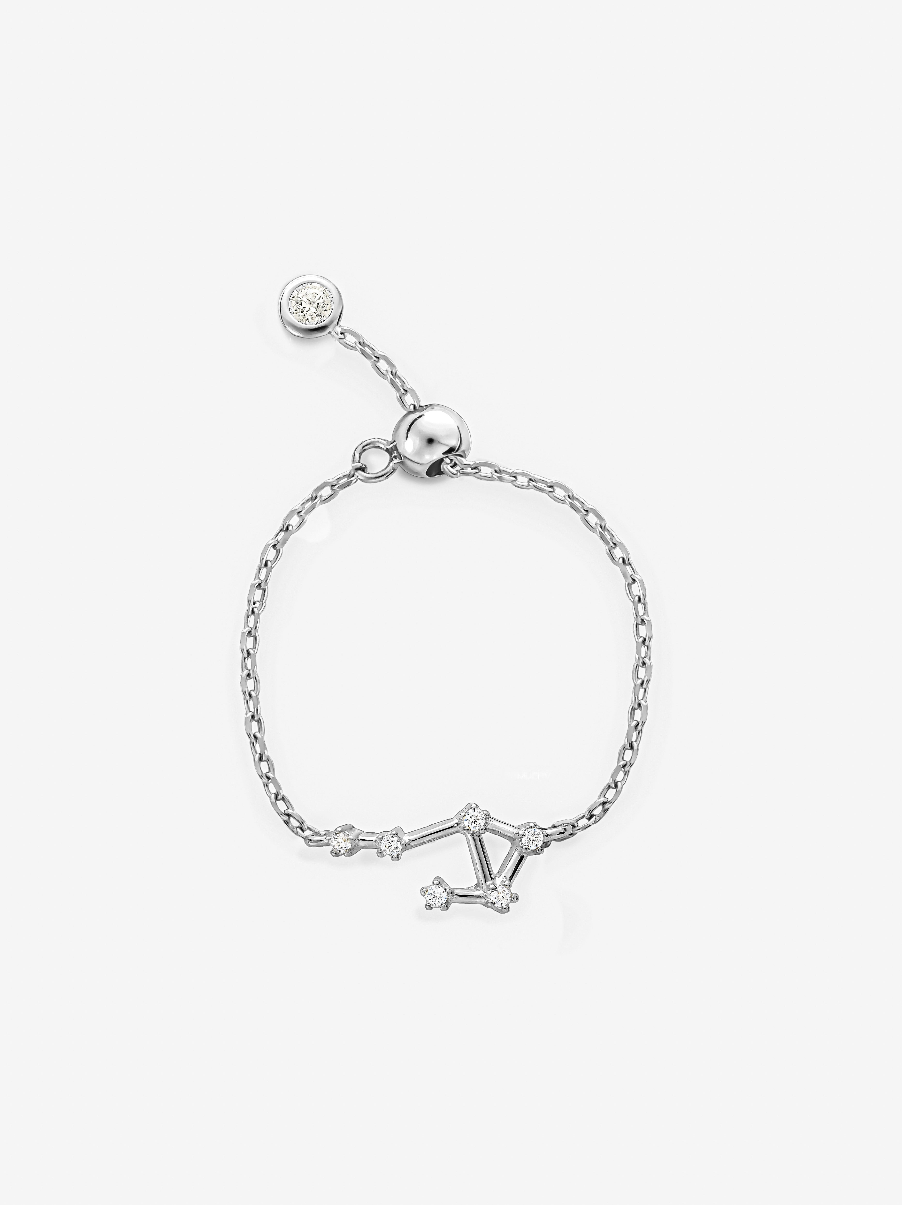 Silver Adjustable Constellation Chain Ring