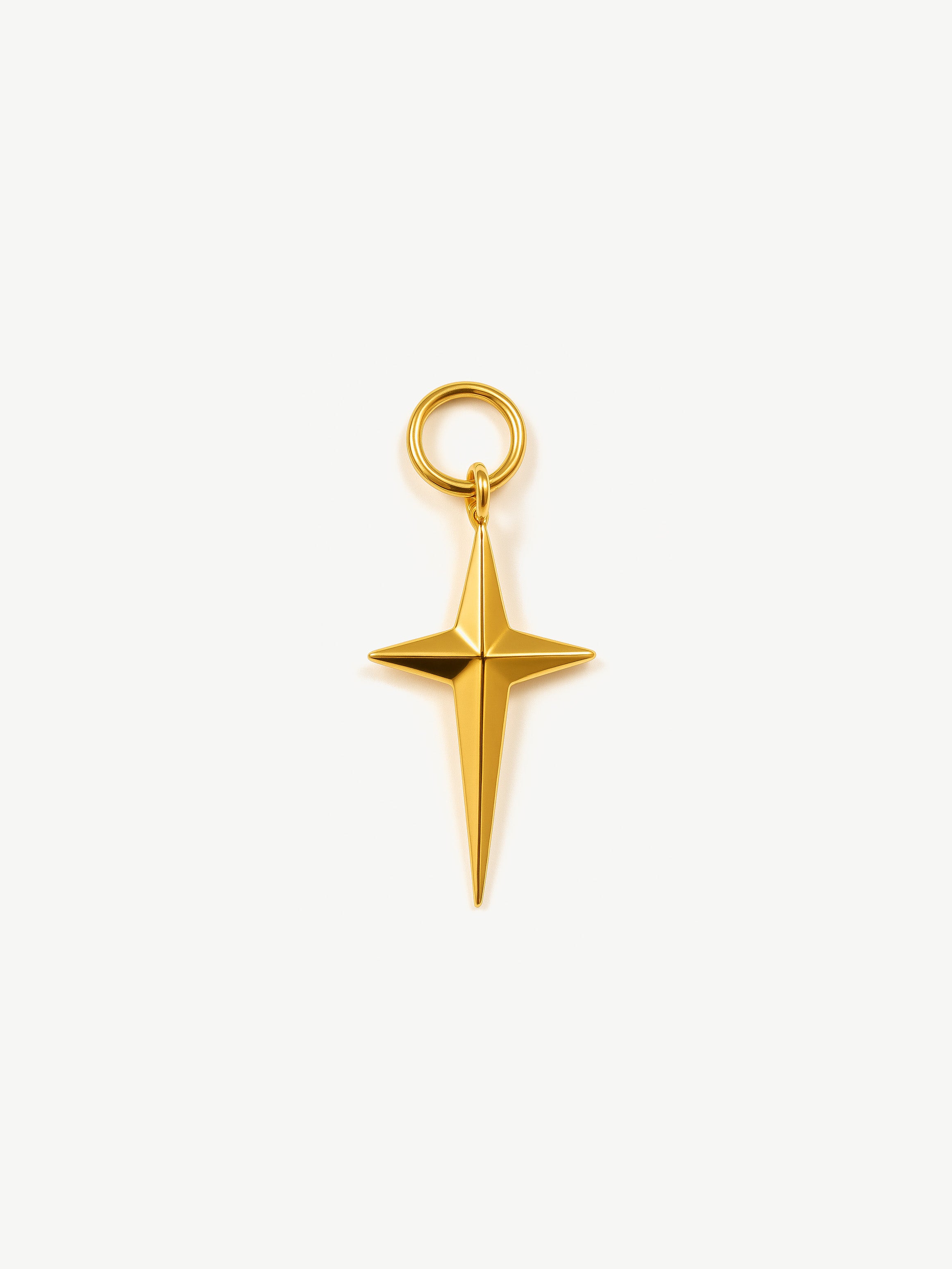 Gold Long Skinny Cross Star Charm (Small)