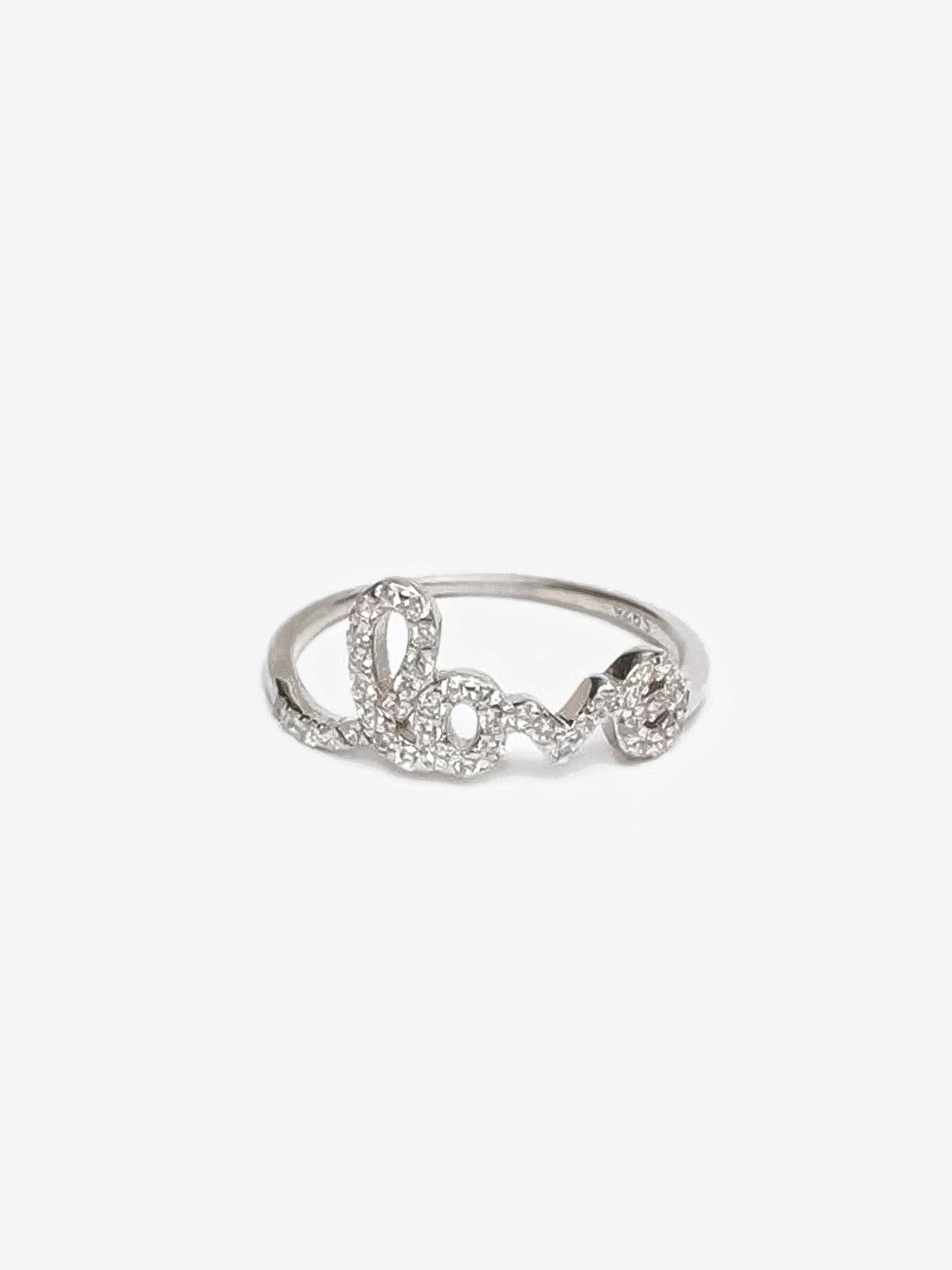 Silver Promise Ring With Love Script