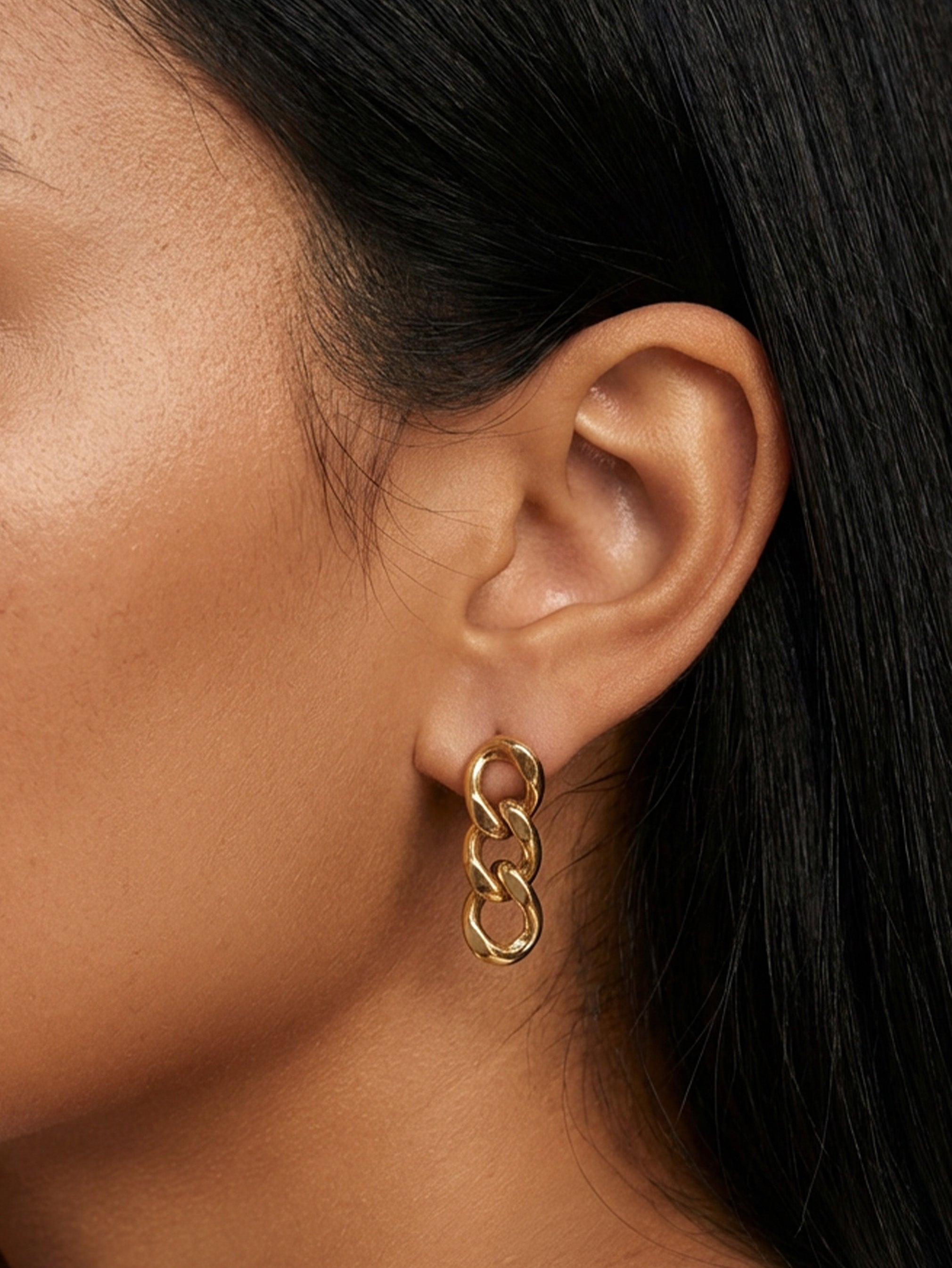 Short Chain Stud Earrings