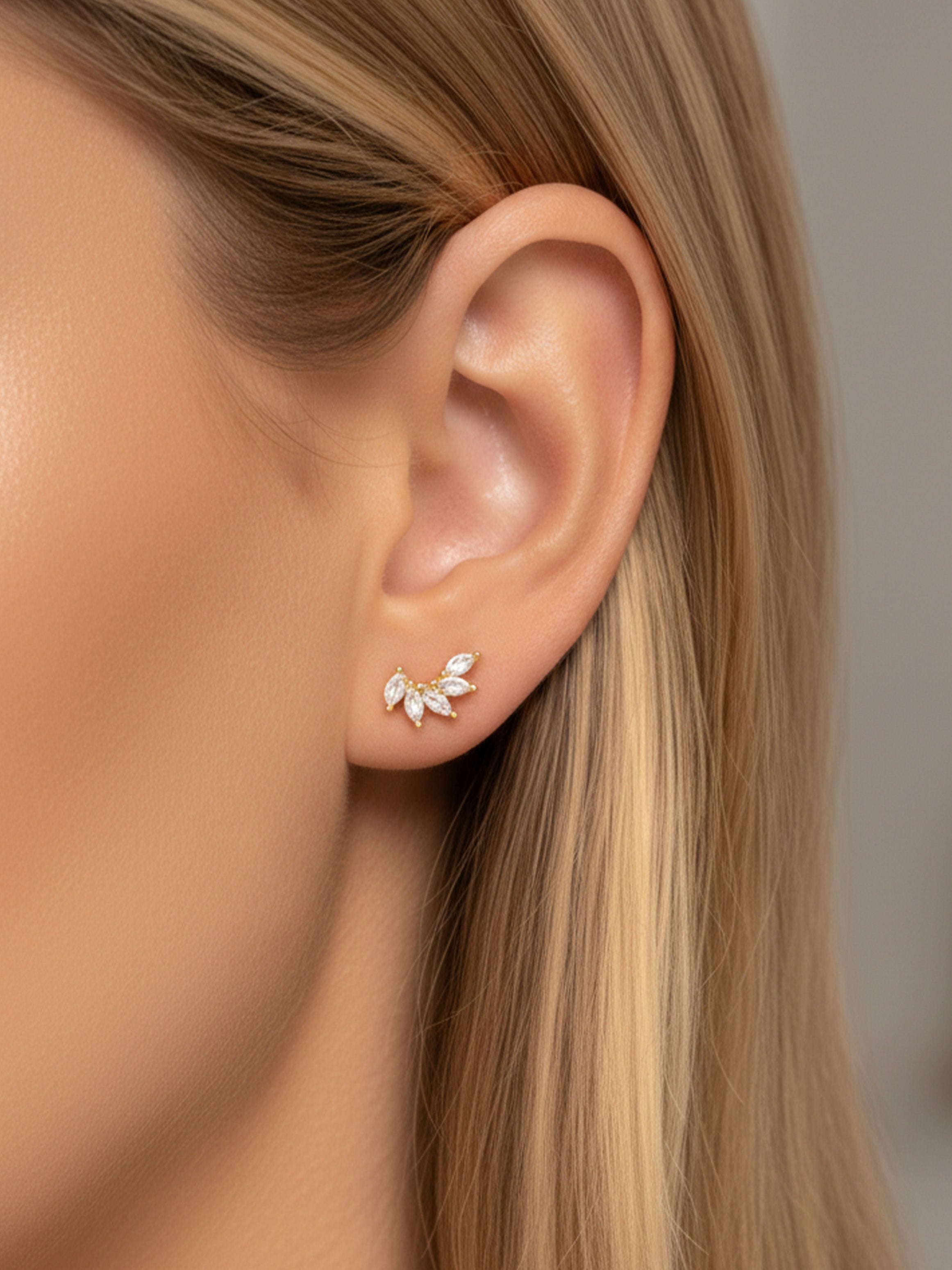 Cluster Stud Earrings - Marquise Crown