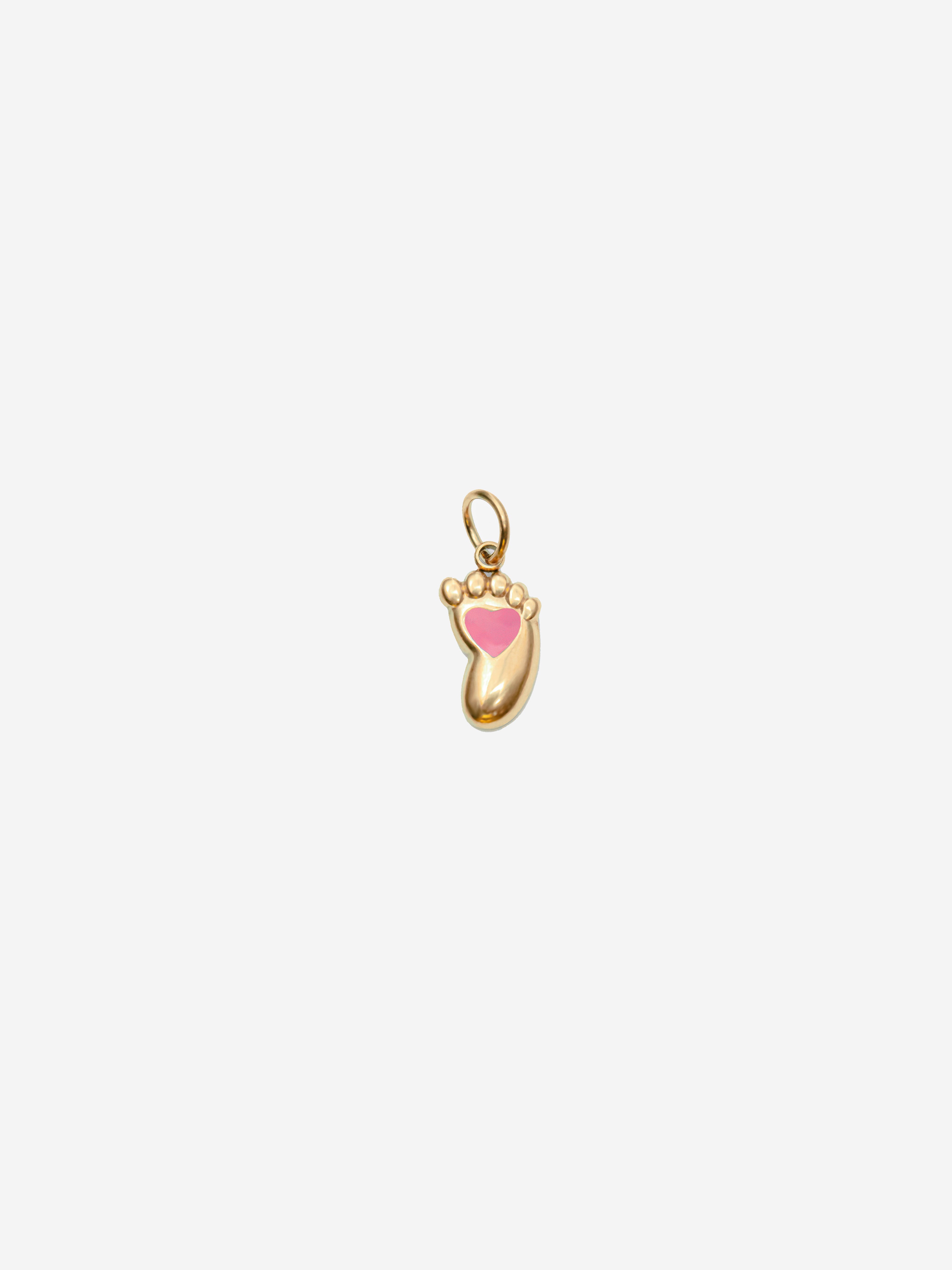 Baby Girl Pink Heart Foot Charm (Tiny)