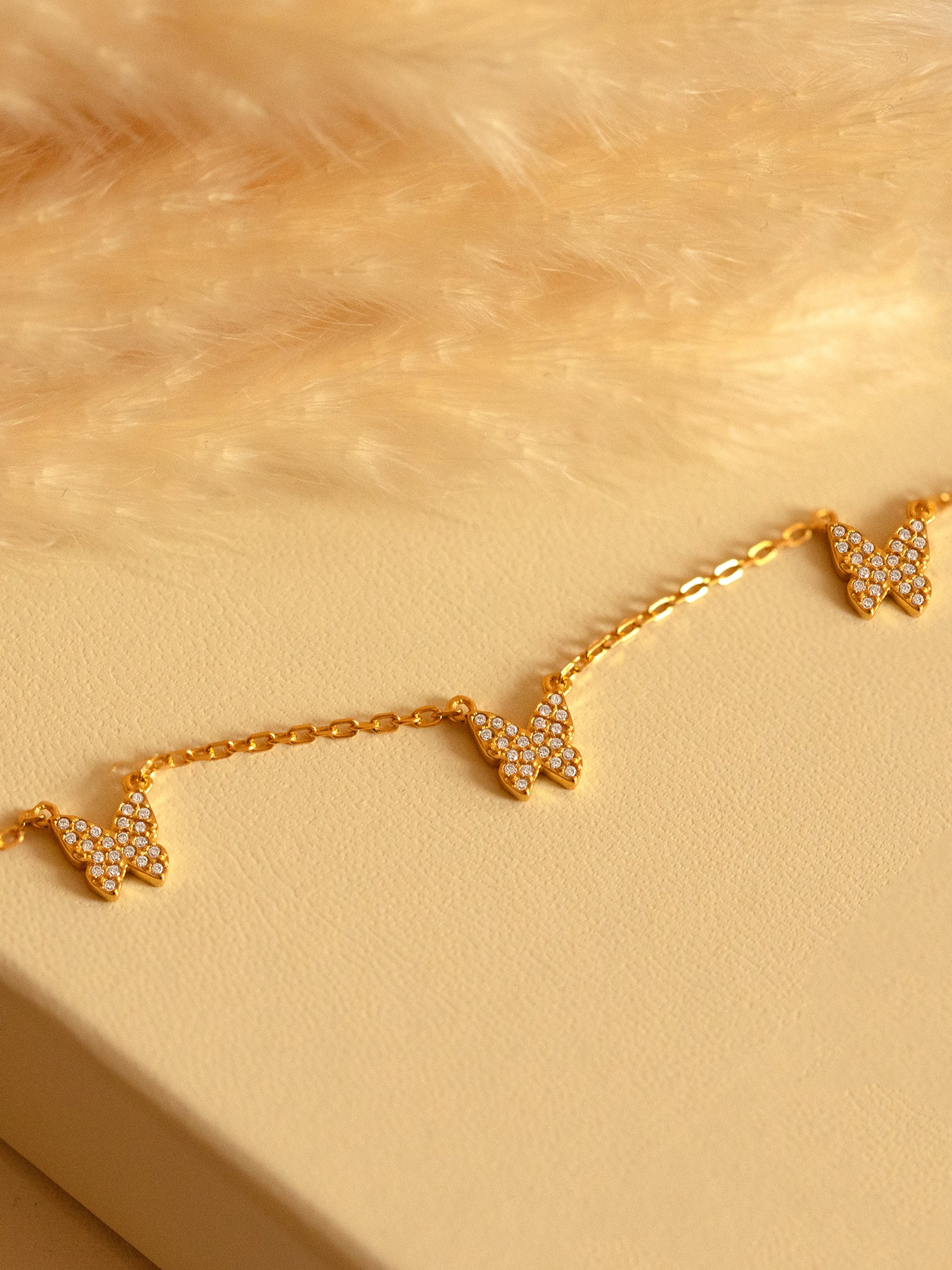 Gold Choker With Five Butterfly Charms