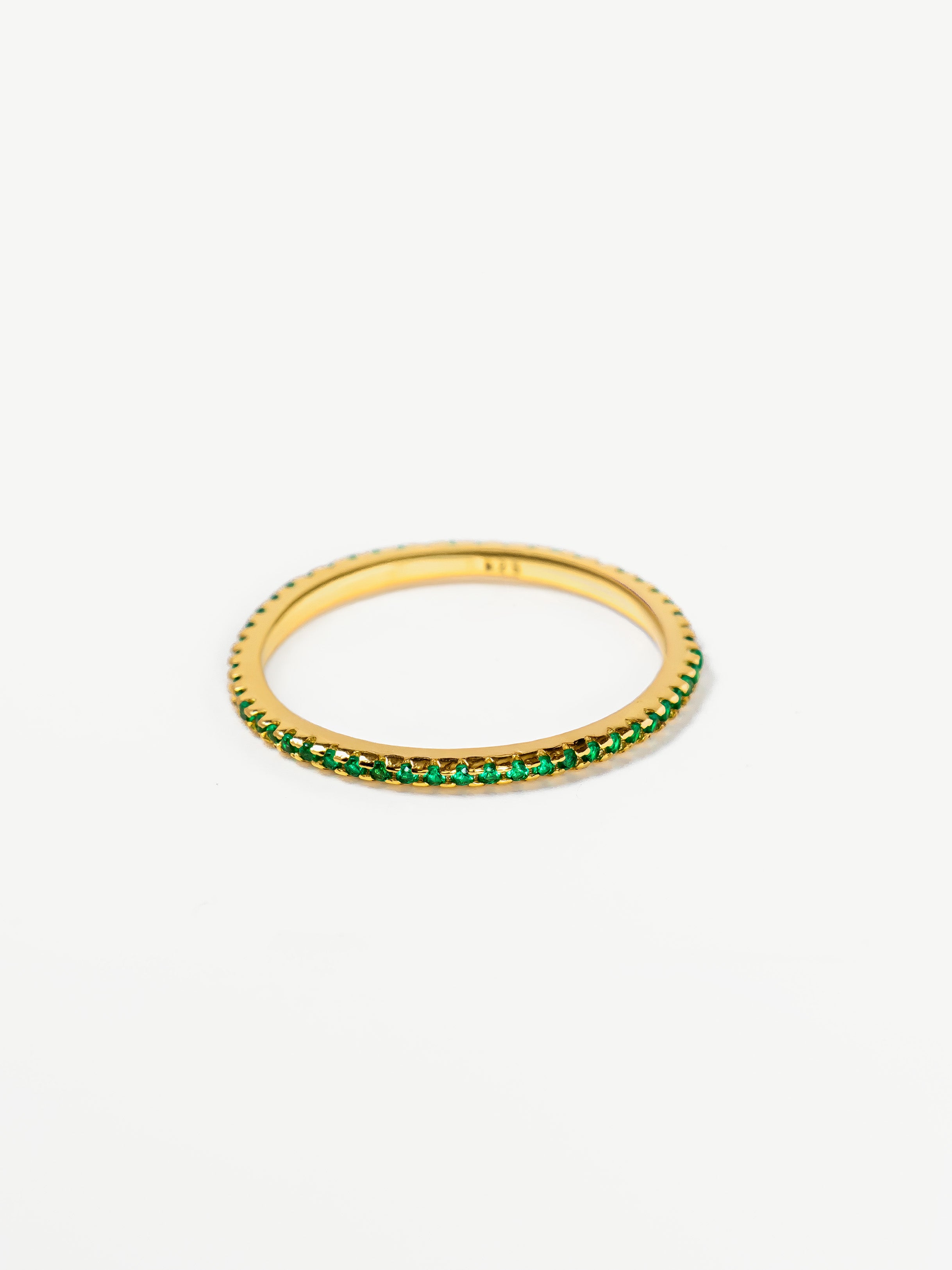 Gold Stacking Ring With Onyx Green Stones