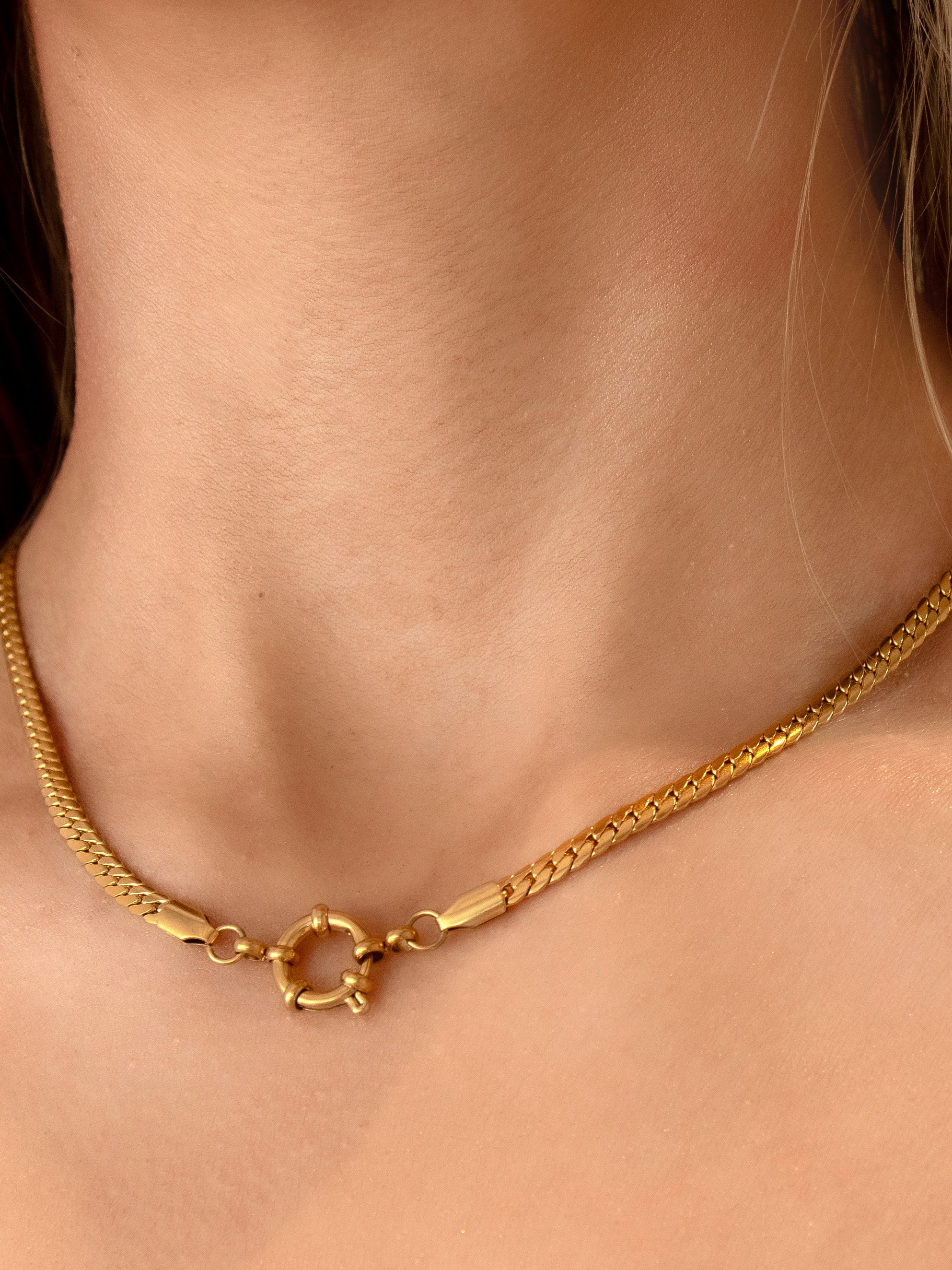 Gold Curb Chain Choker For Charms