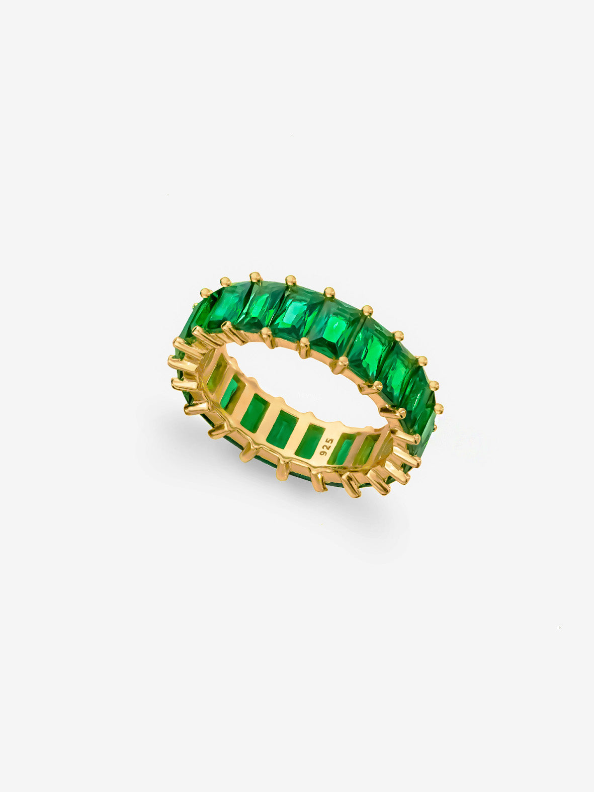 Thick Ring With Emerald Green Stones