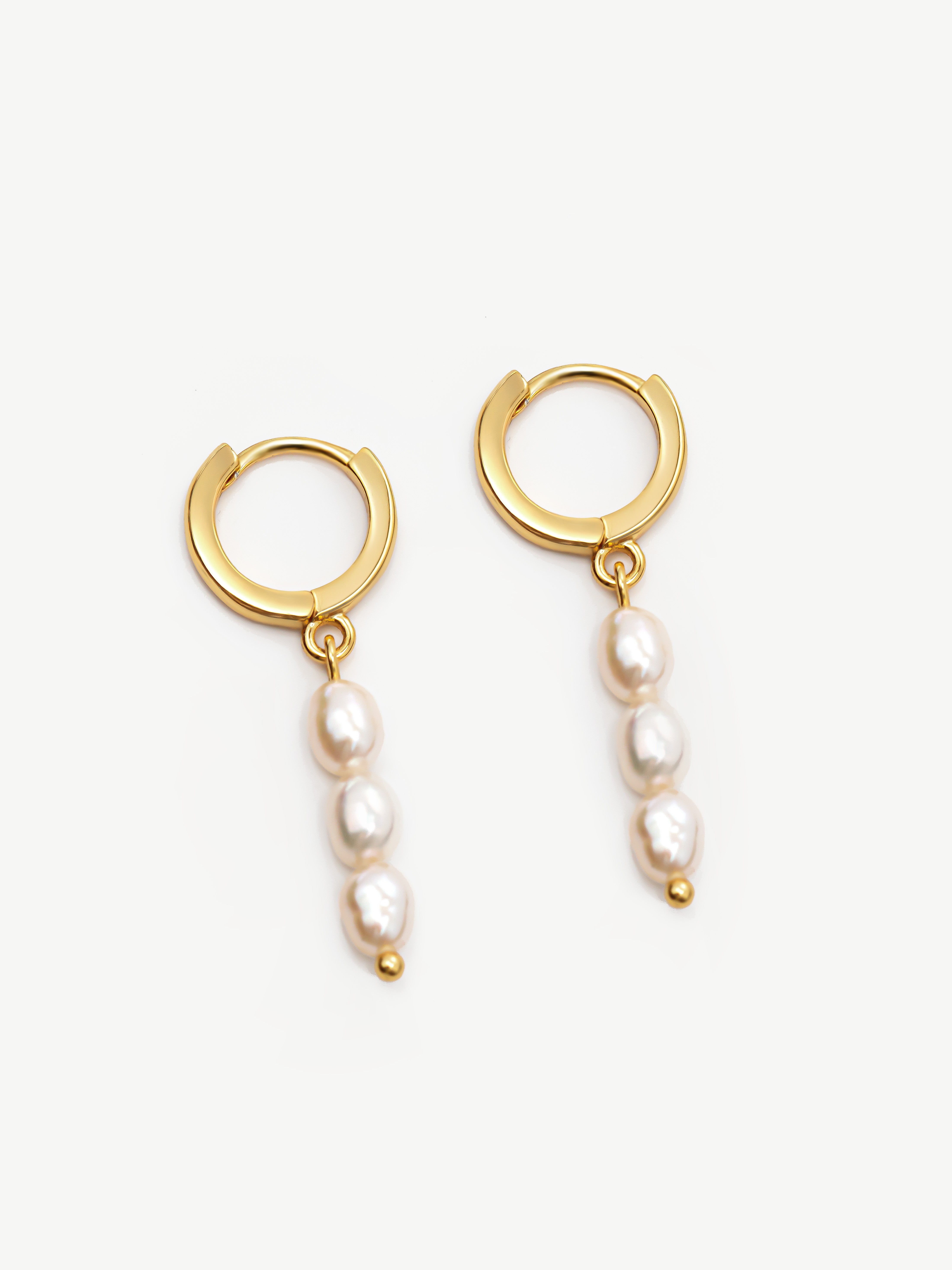 Tiny Baroque Pearl Huggie Hoop Earrings