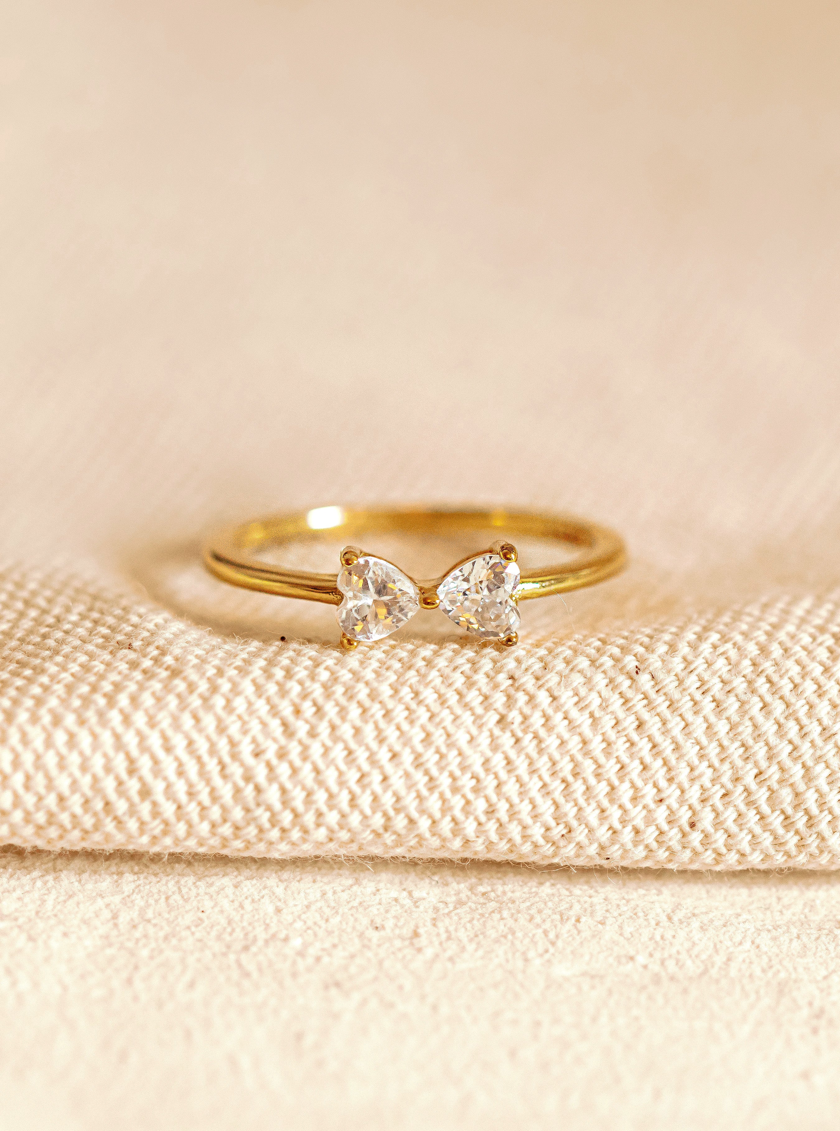 Dainty Heart Ring With Small Bow