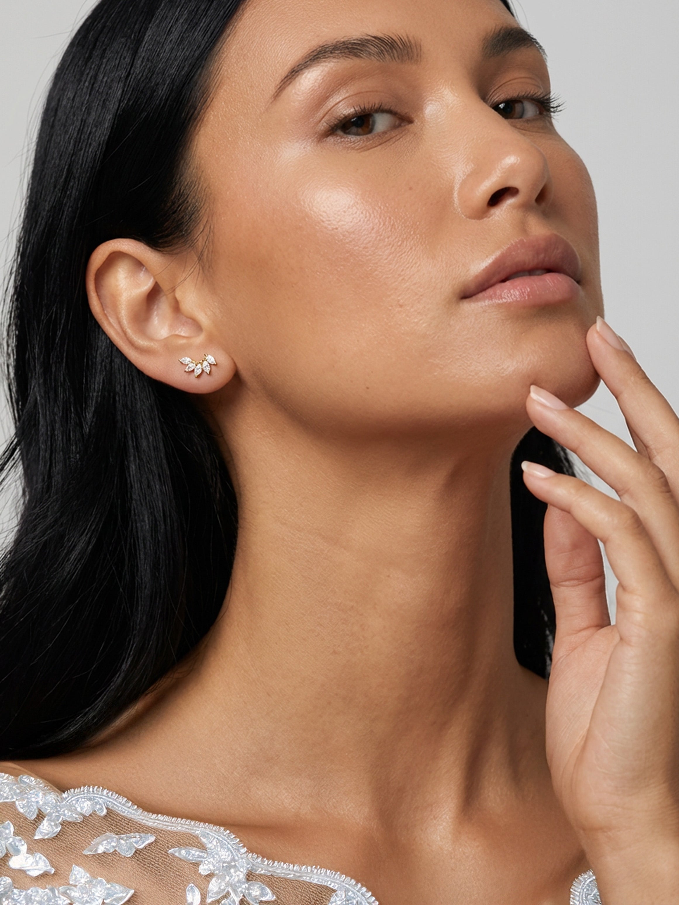 Cluster Stud Earrings - Marquise Crown