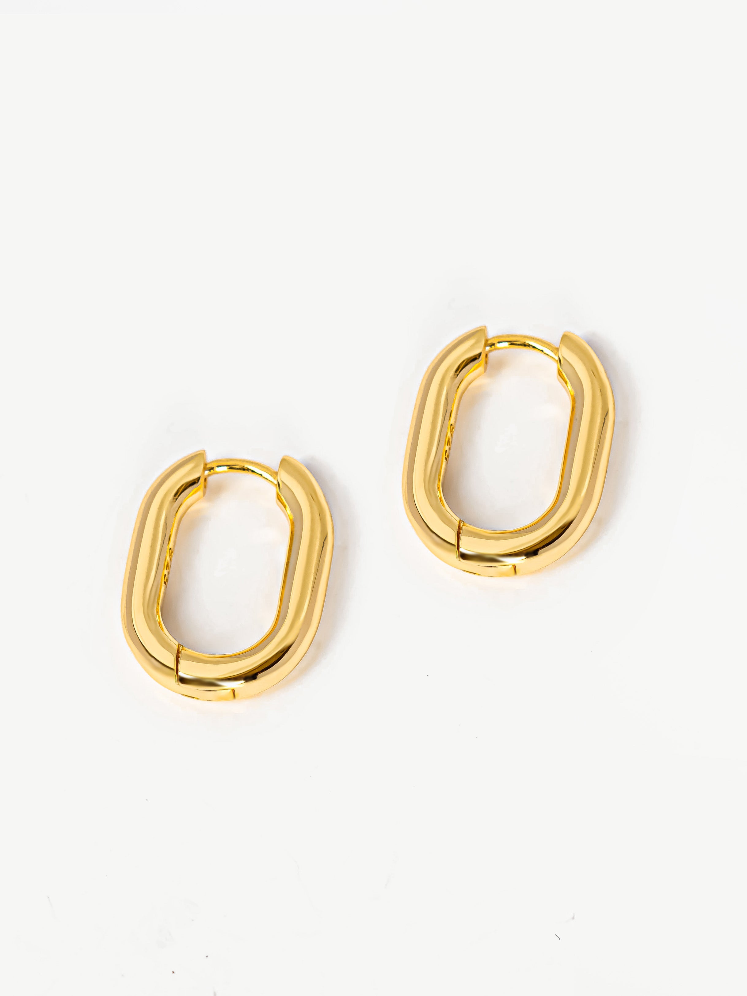 Small Thick Oval Hoop Earrings